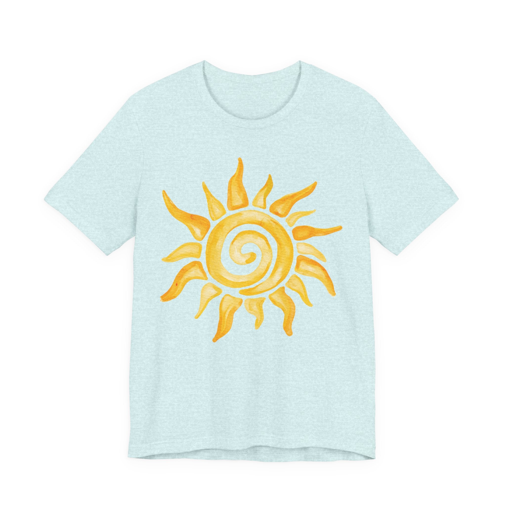 Sunshine Spiral T-Shirt — Watercolor Yellow Sun Graphic Tee