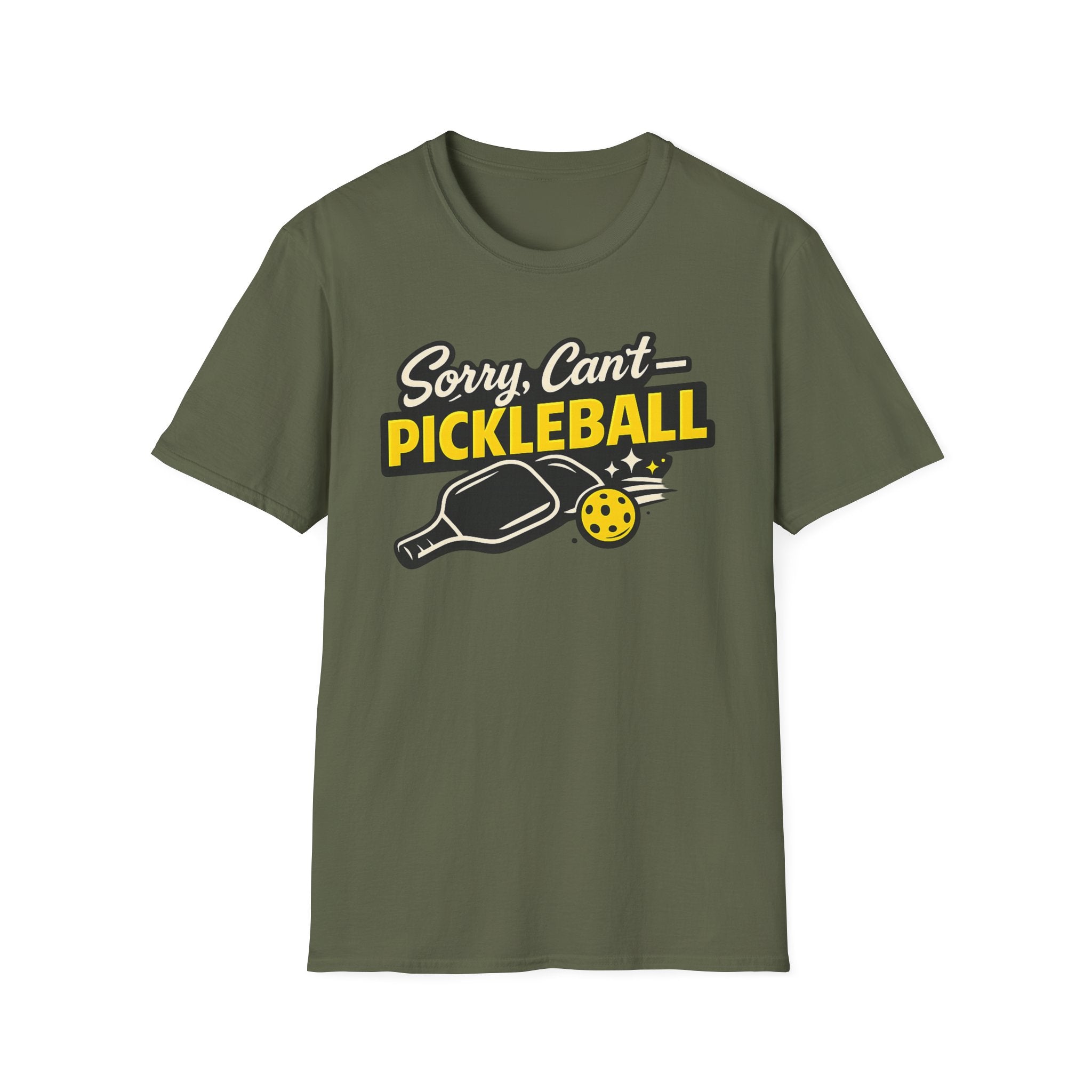 Sorry Can't Pickleball T-Shirt — Funny Pickleball Paddle & Ball Tee
