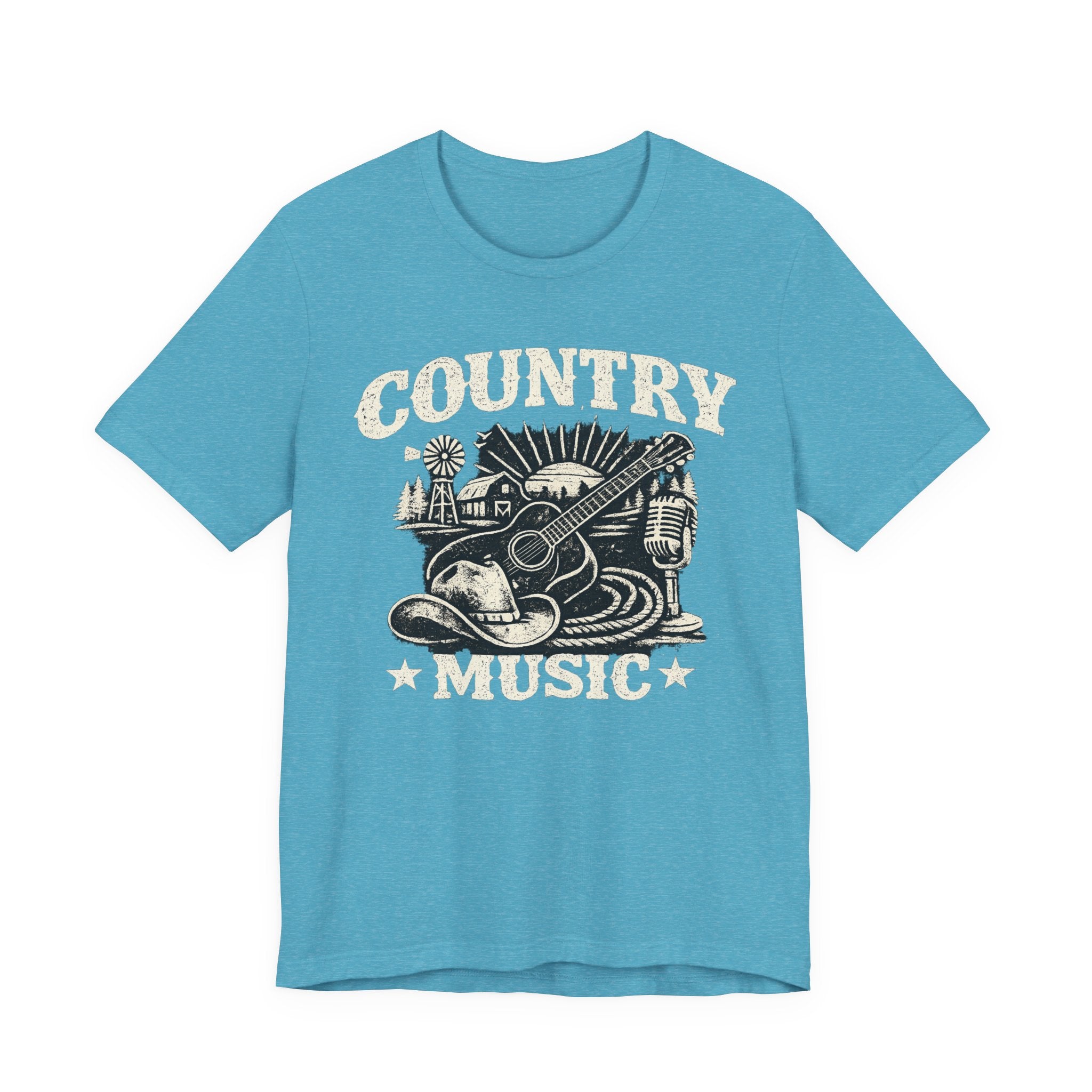 Country Music Graphic Tee – Vintage Guitar & Boots Western T‑Shirt