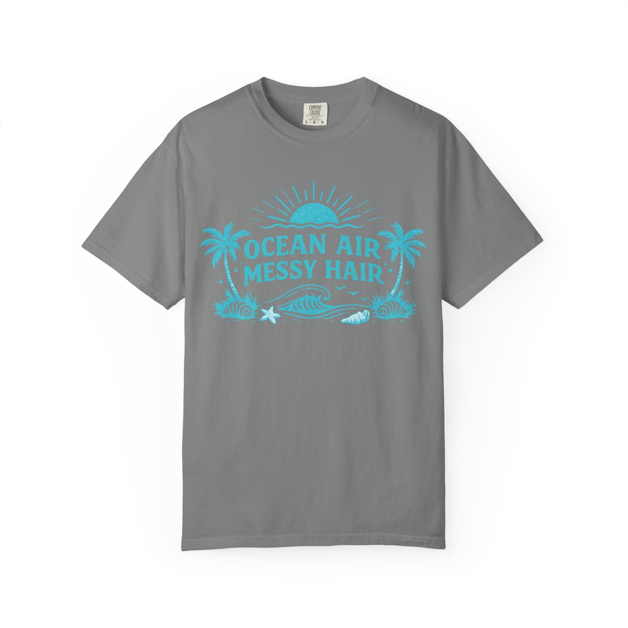 Ocean Air Messy Hair T-Shirt — Beachy Palm Graphic Tee