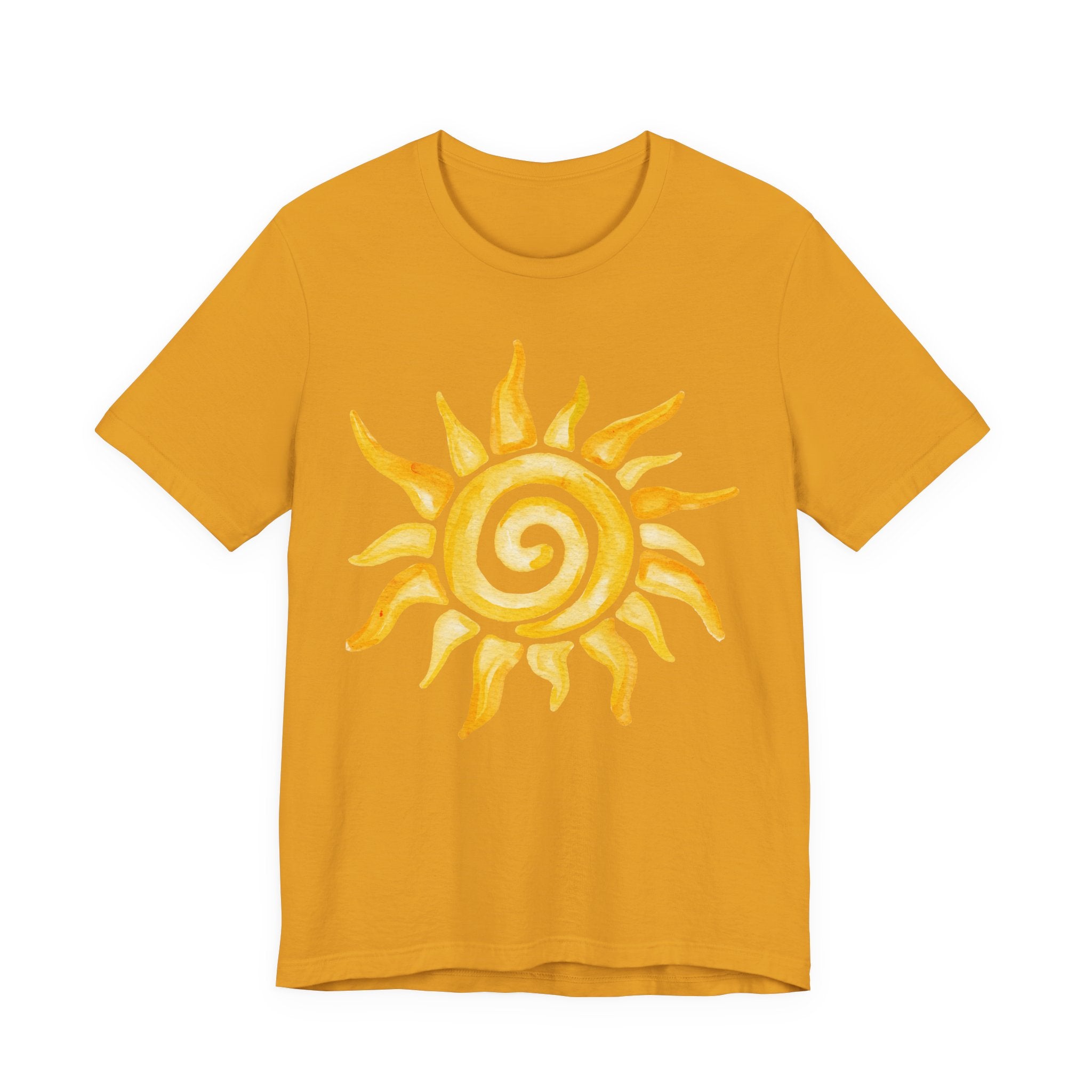 Sunshine Spiral T-Shirt — Watercolor Yellow Sun Graphic Tee