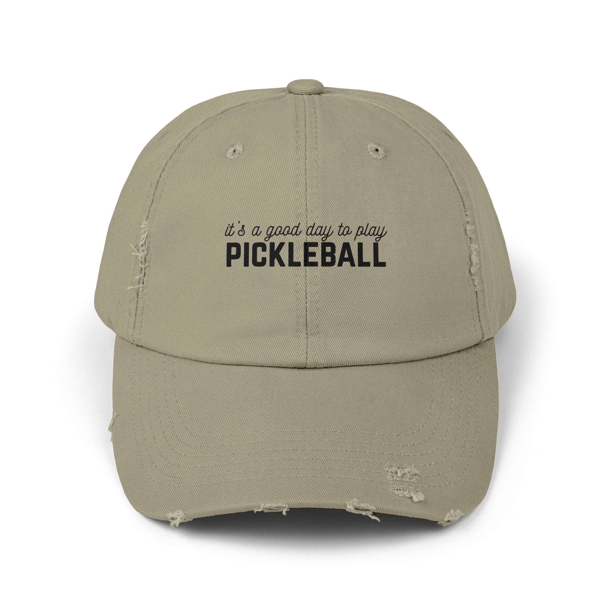 Pickleball Distressed Cap — "It's a Good Day to Play Pickleball" Embroidered Hat