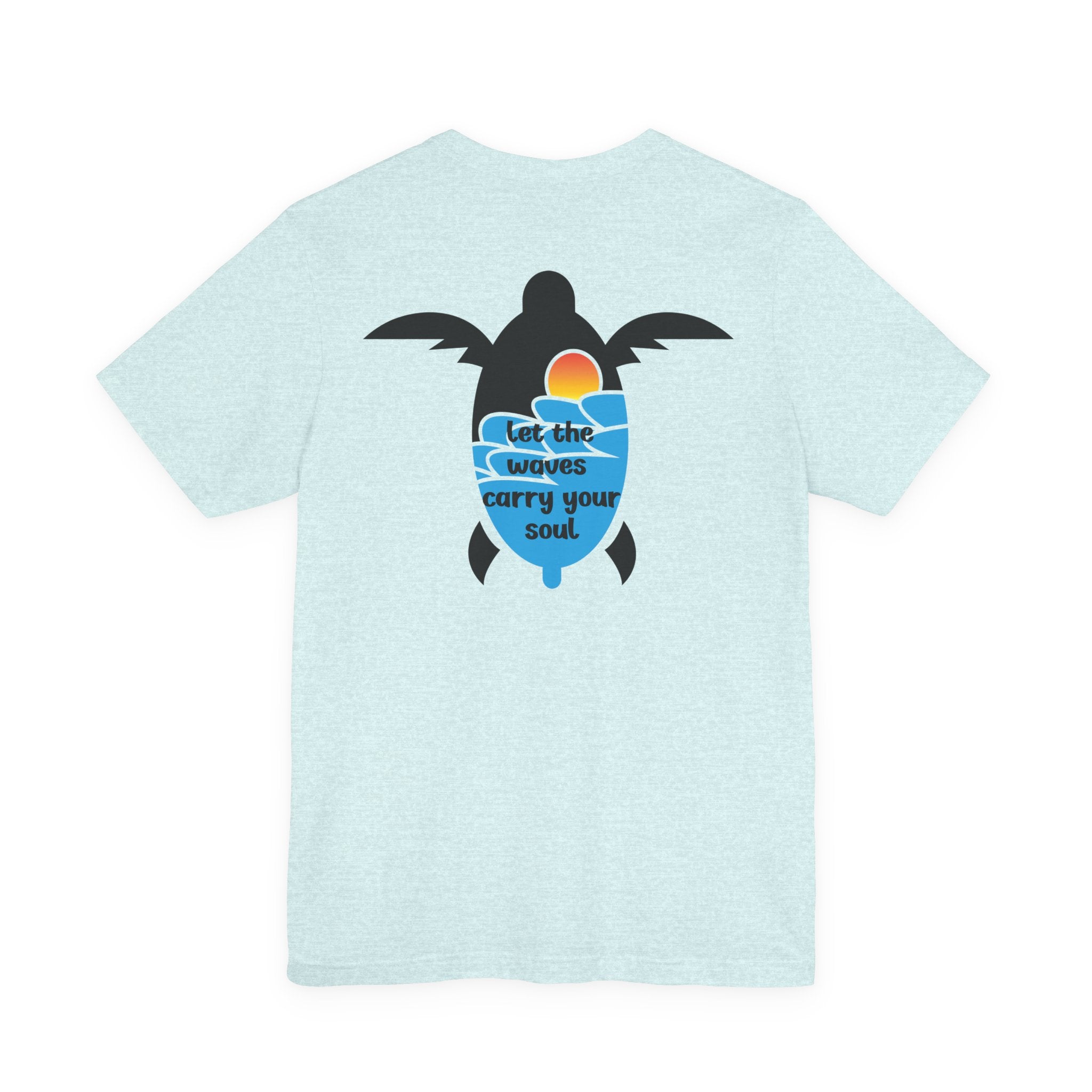 Turtle Sunset Tee — "Let the Waves Carry Your Soul" Relaxed Short-Sleeve Shirt