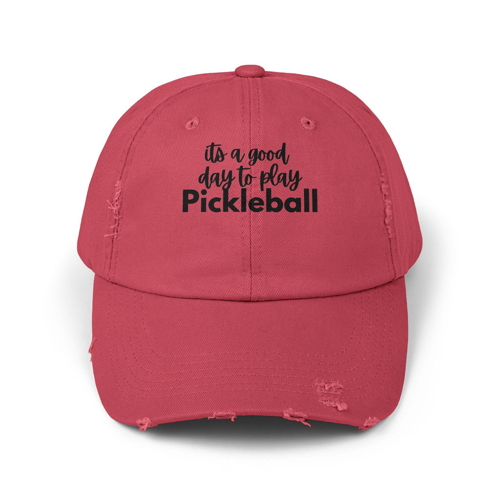 Pickleball Distressed Cap — "It's a Good Day to Play Pickleball" Embroidered Hat