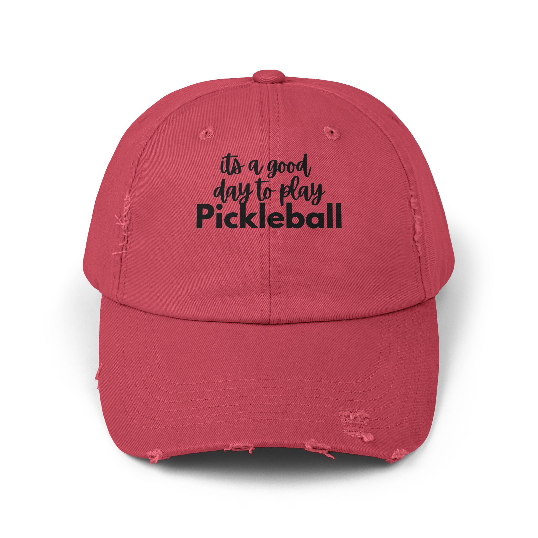 Pickleball Distressed Cap — "It's a Good Day to Play Pickleball" Embroidered Hat