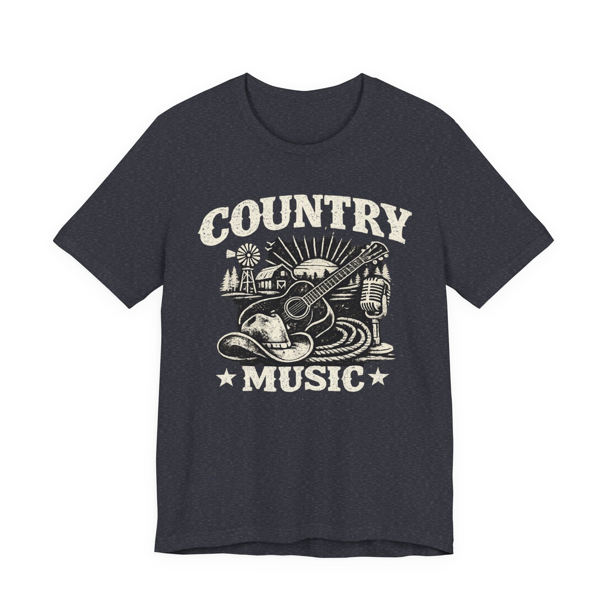 Country Music Graphic Tee – Vintage Guitar & Boots Western T‑Shirt