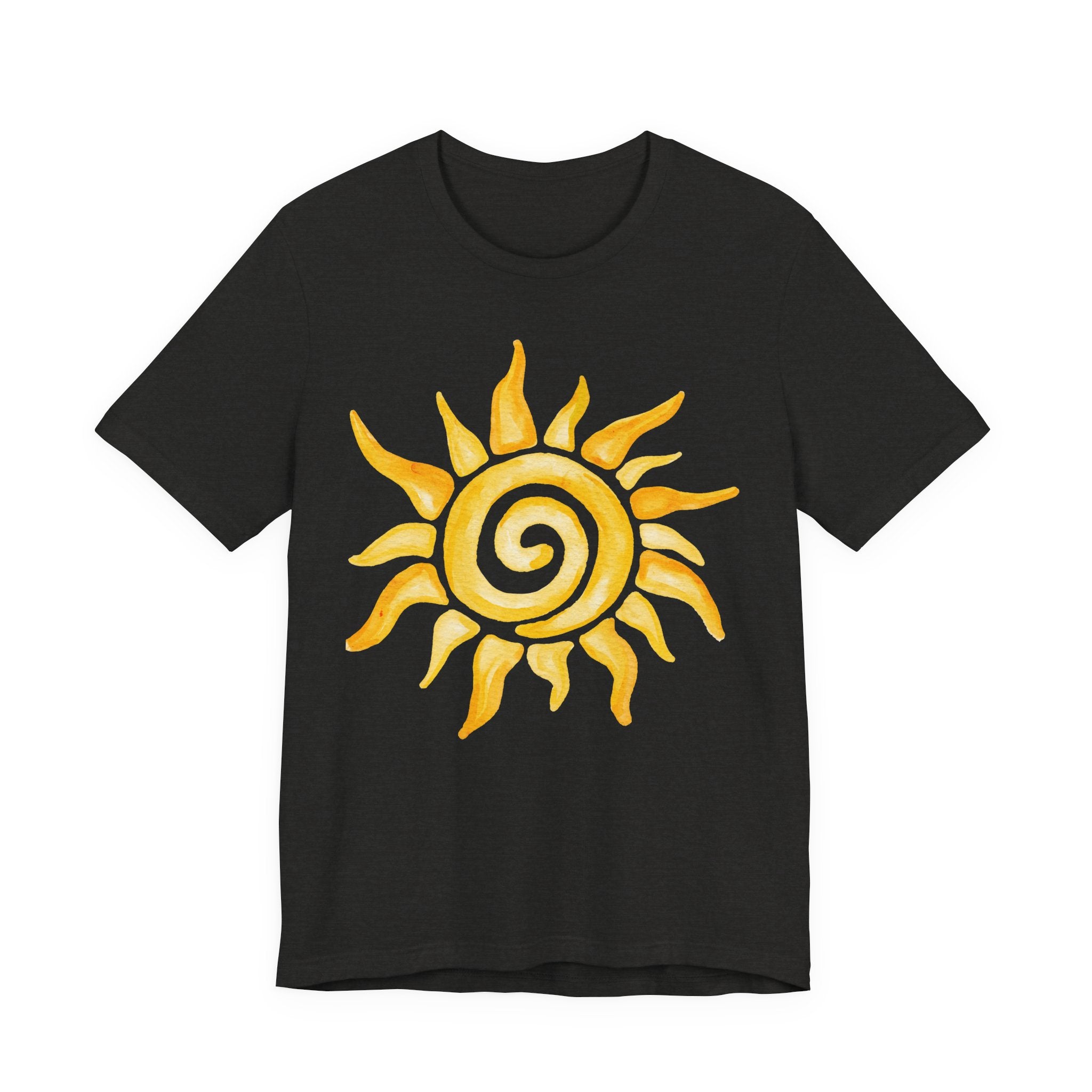 Sunshine Spiral T-Shirt — Watercolor Yellow Sun Graphic Tee