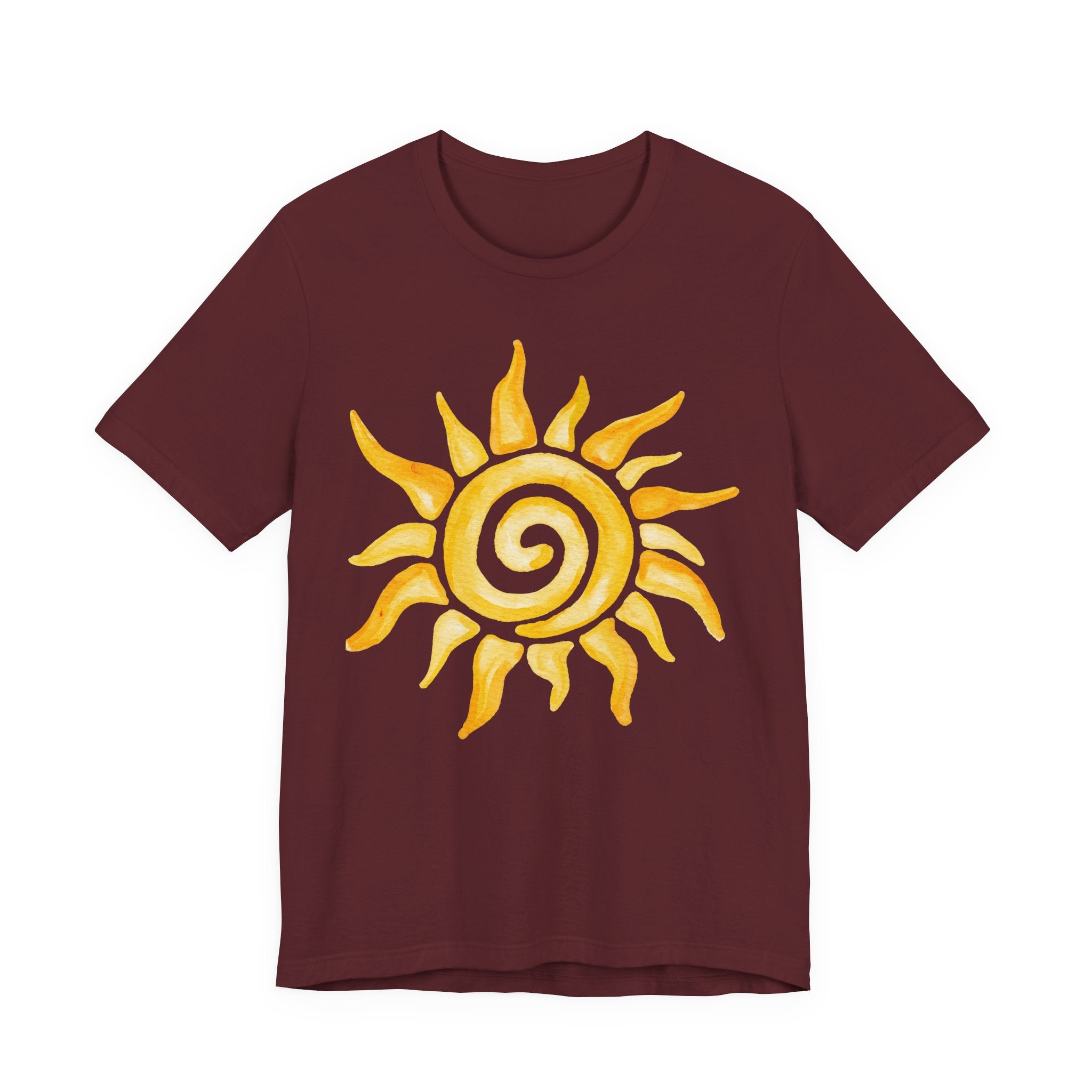 Sunshine Spiral T-Shirt — Watercolor Yellow Sun Graphic Tee