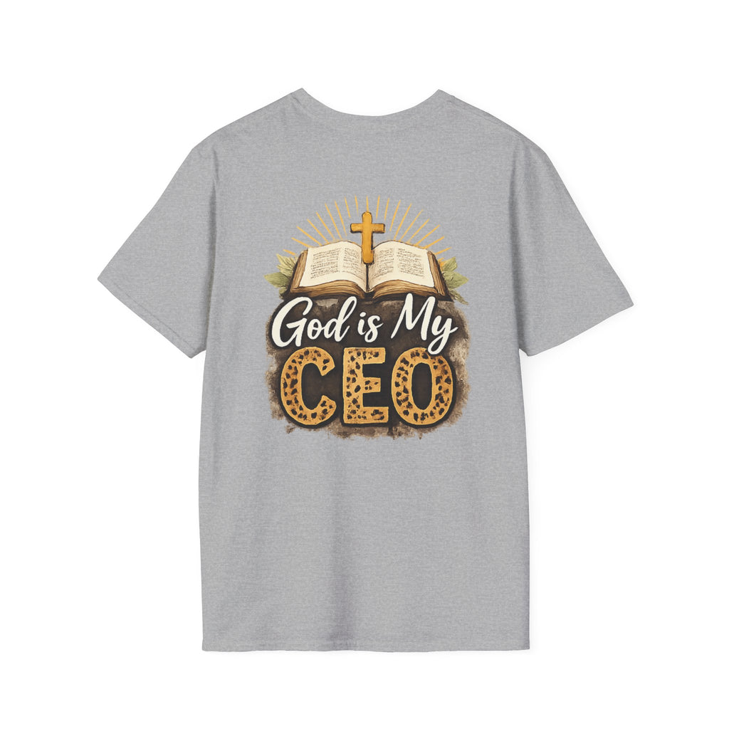 God Is My CEO T-Shirt — Faith-Driven Christian Tee with Bible & Cross Design