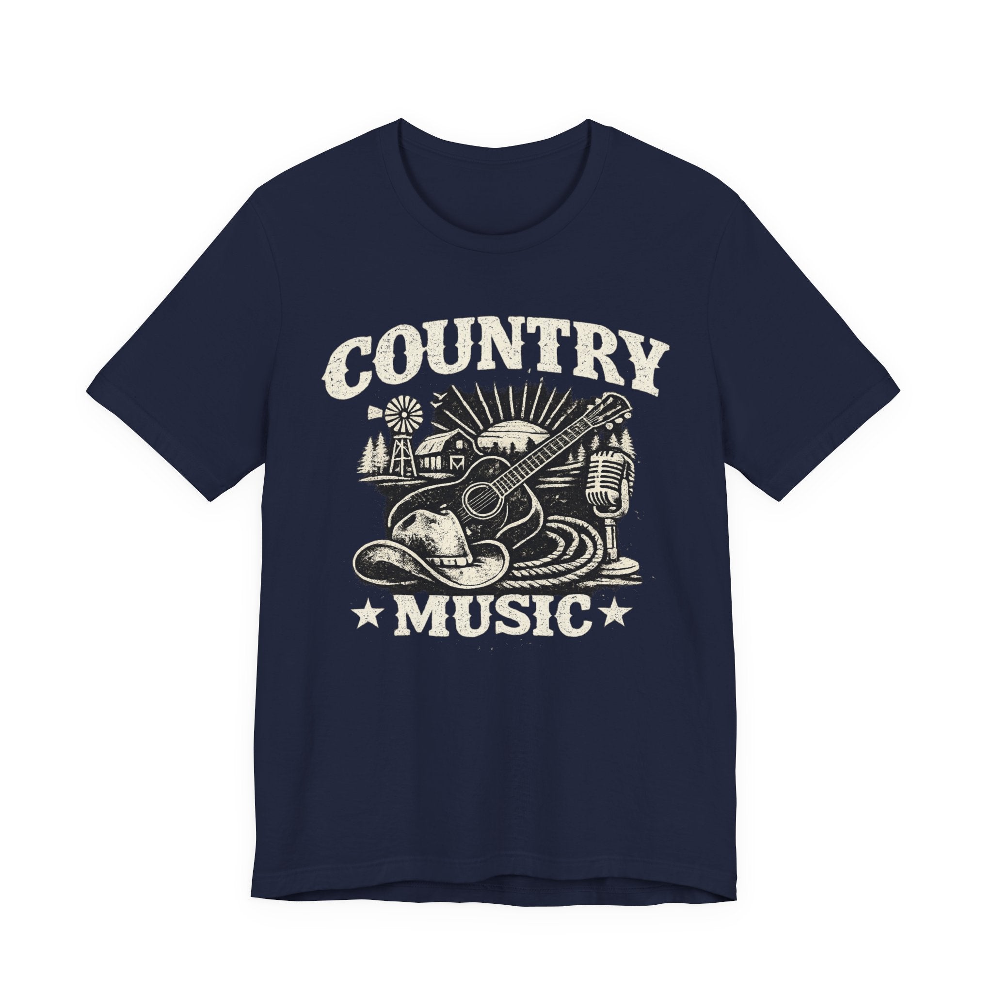 Country Music Graphic Tee – Vintage Guitar & Boots Western T‑Shirt