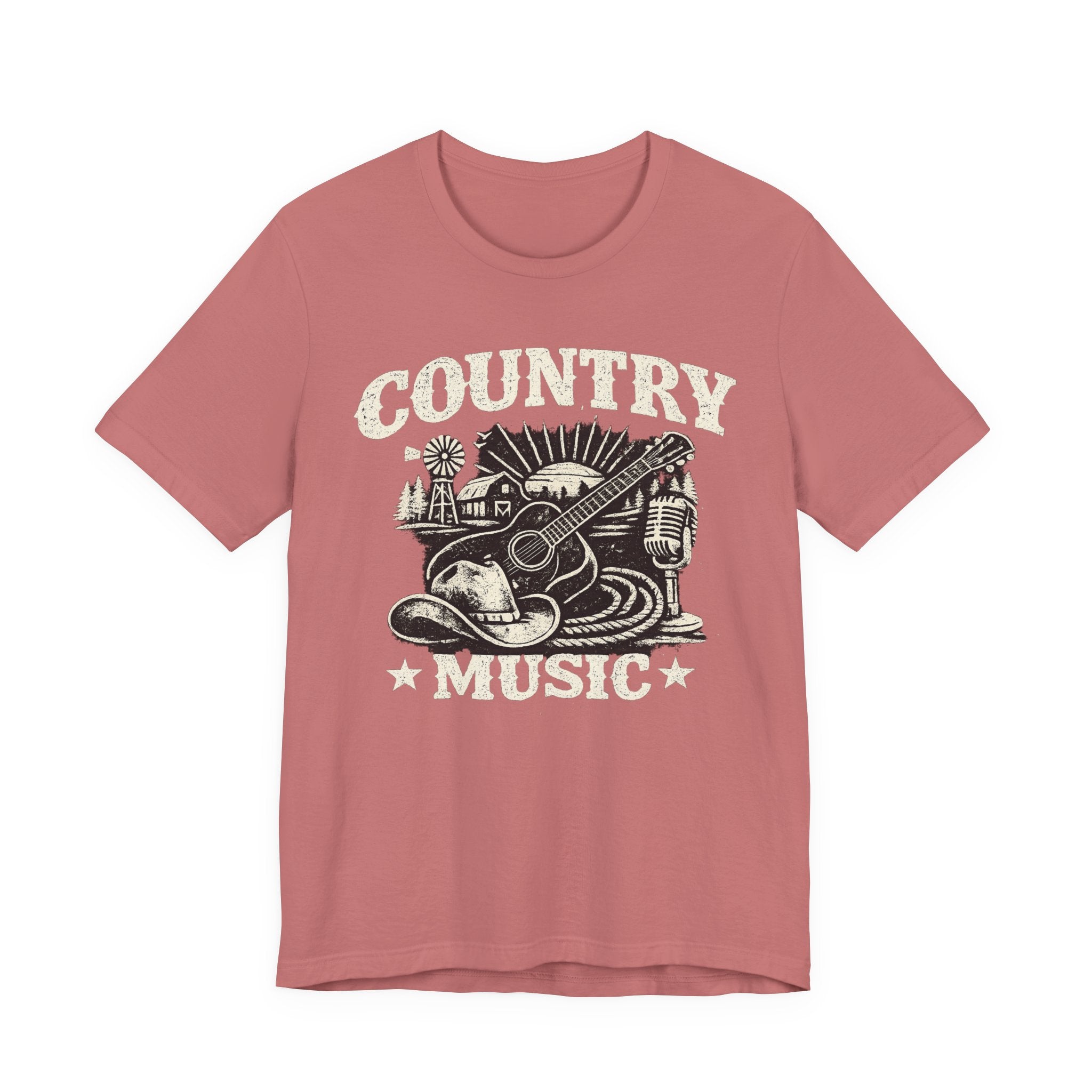 Country Music Graphic Tee – Vintage Guitar & Boots Western T‑Shirt
