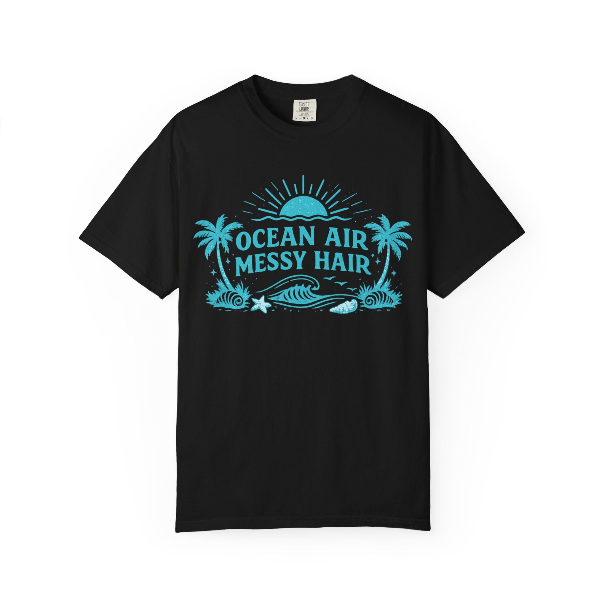 Ocean Air Messy Hair T-Shirt — Beachy Palm Graphic Tee