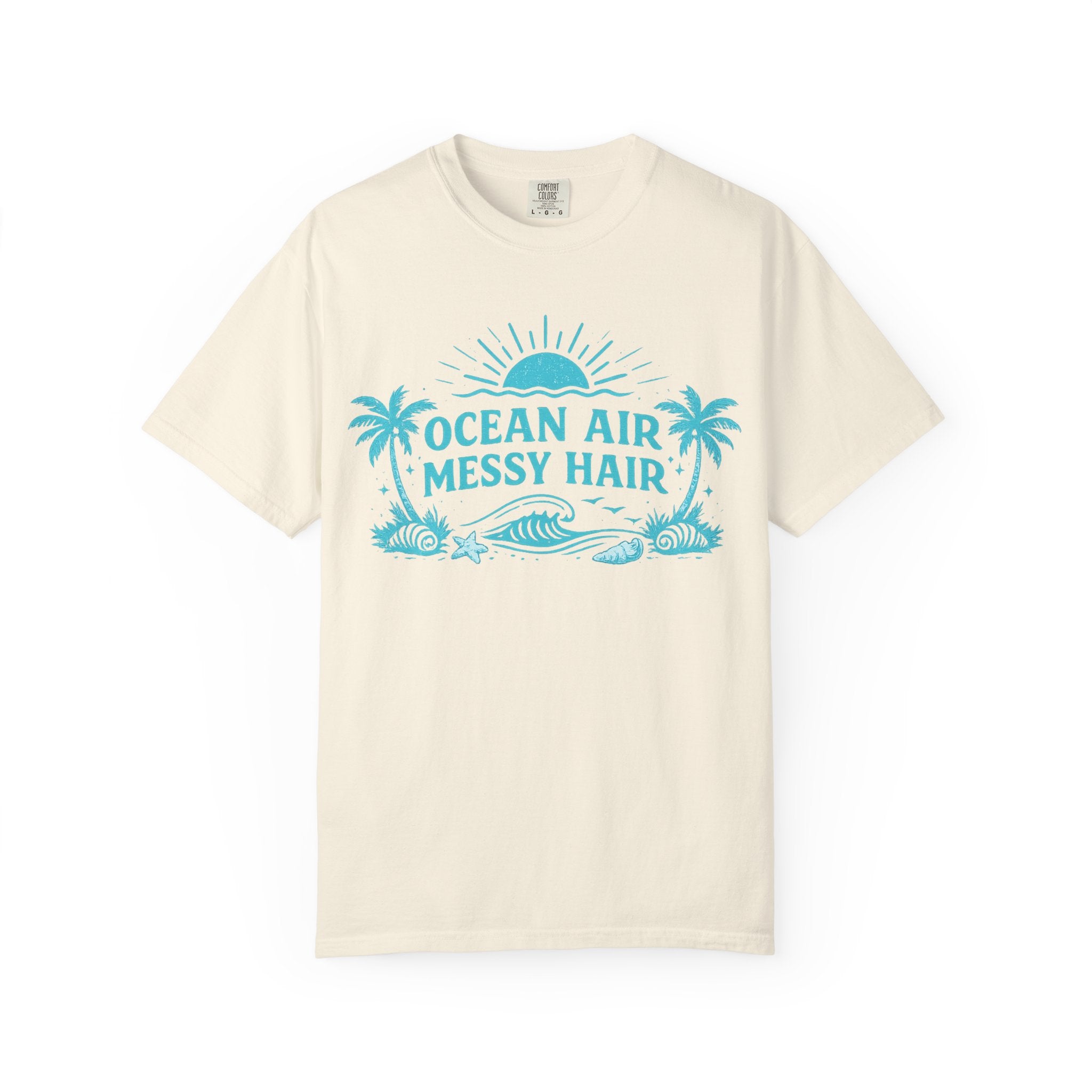 Ocean Air Messy Hair T-Shirt — Beachy Palm Graphic Tee