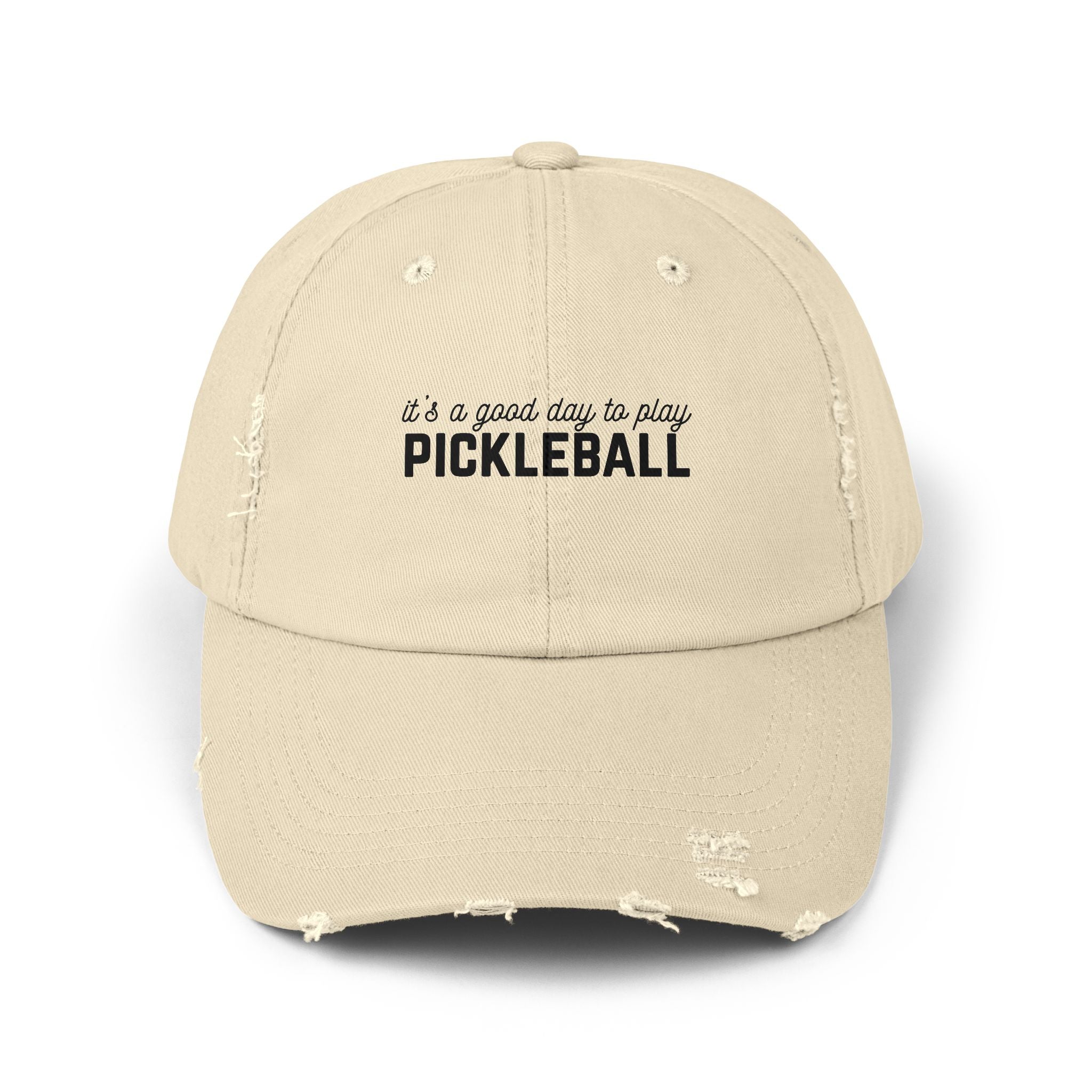 Pickleball Distressed Cap — "It's a Good Day to Play Pickleball" Embroidered Hat