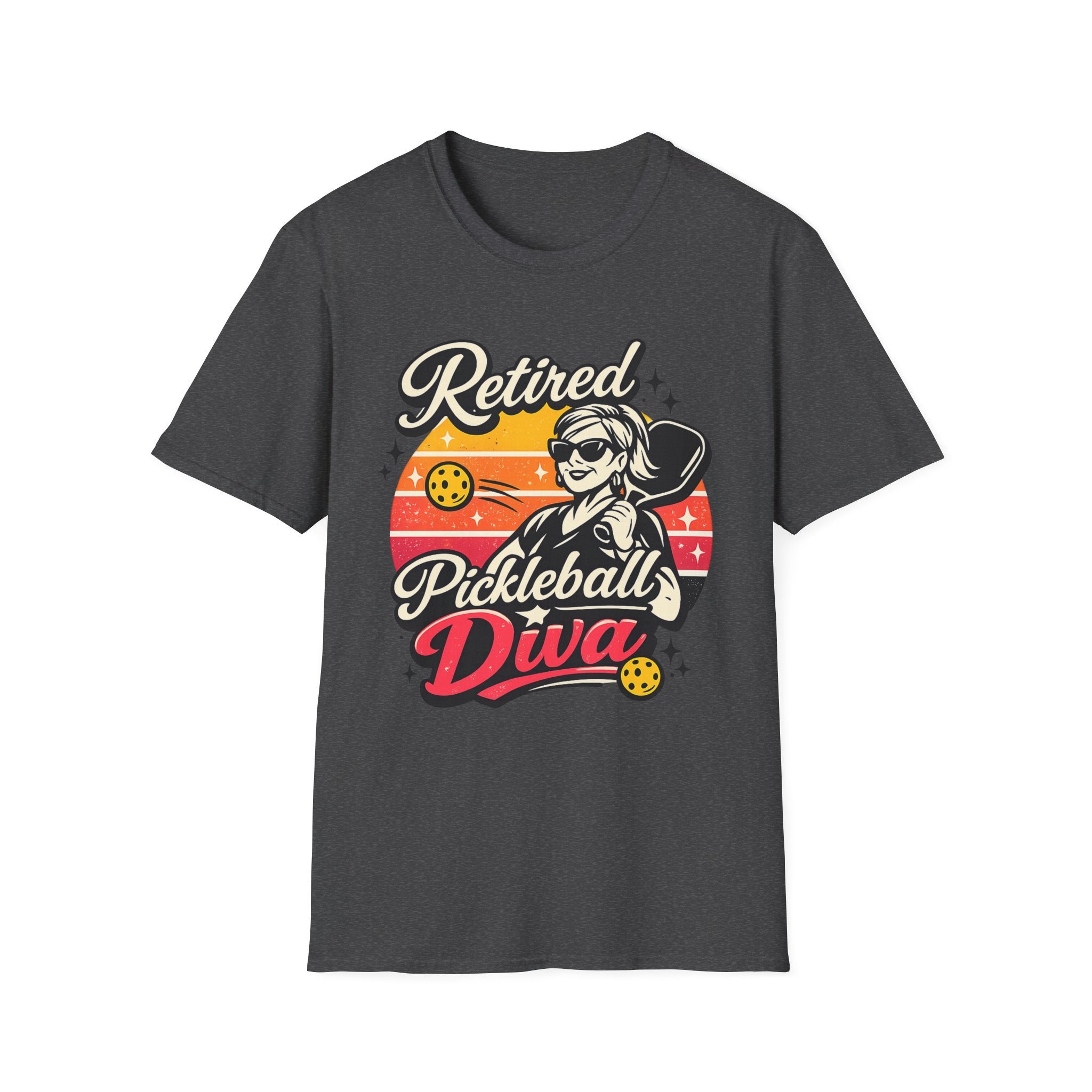 Retired Pickleball Diva T-Shirt — Funny Retirement Gift for Women Players