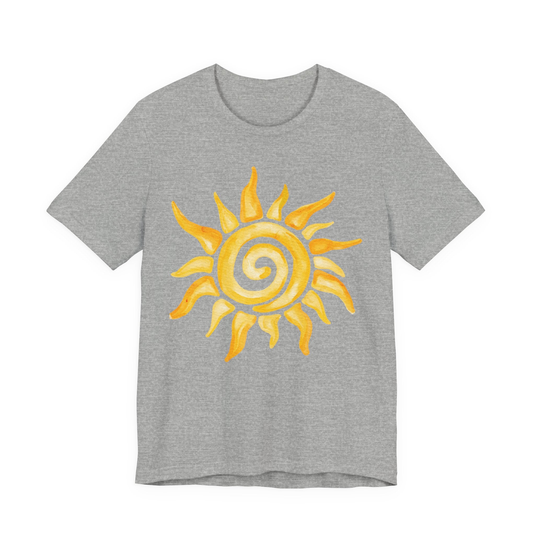 Sunshine Spiral T-Shirt — Watercolor Yellow Sun Graphic Tee