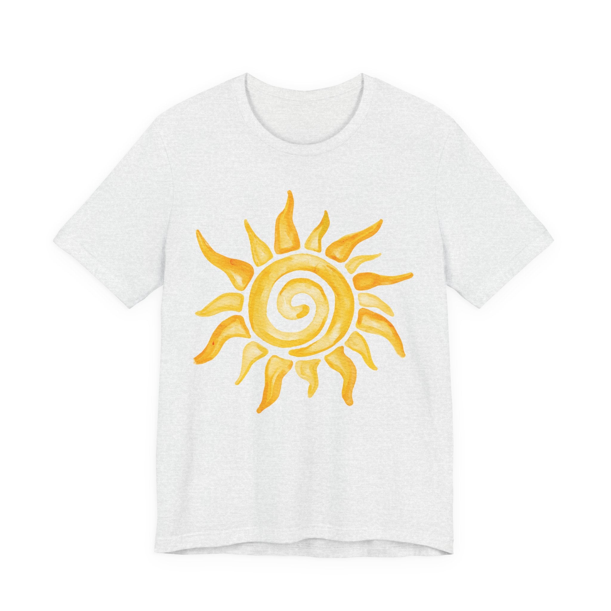 Sunshine Spiral T-Shirt — Watercolor Yellow Sun Graphic Tee