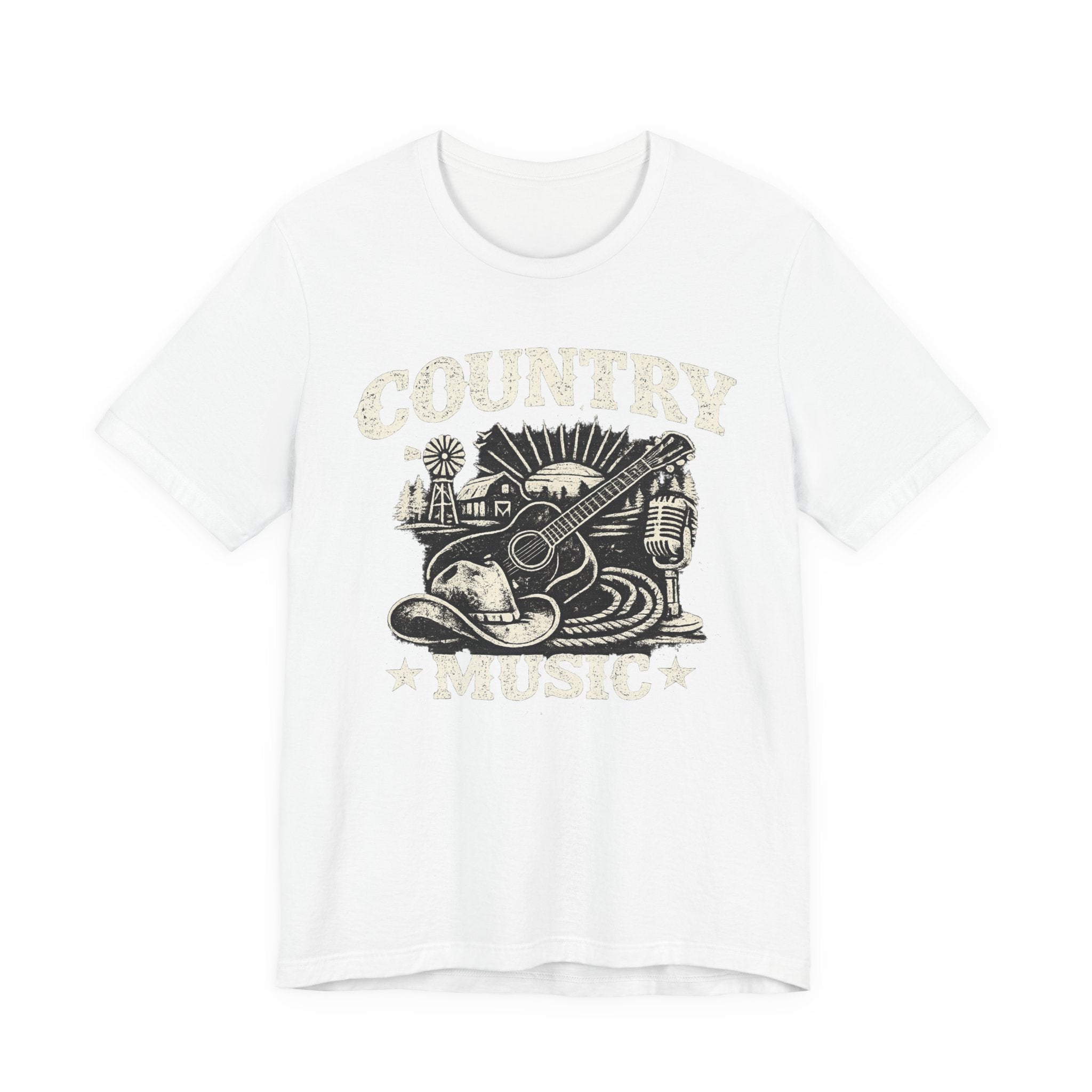 Country Music Graphic Tee – Vintage Guitar & Boots Western T‑Shirt