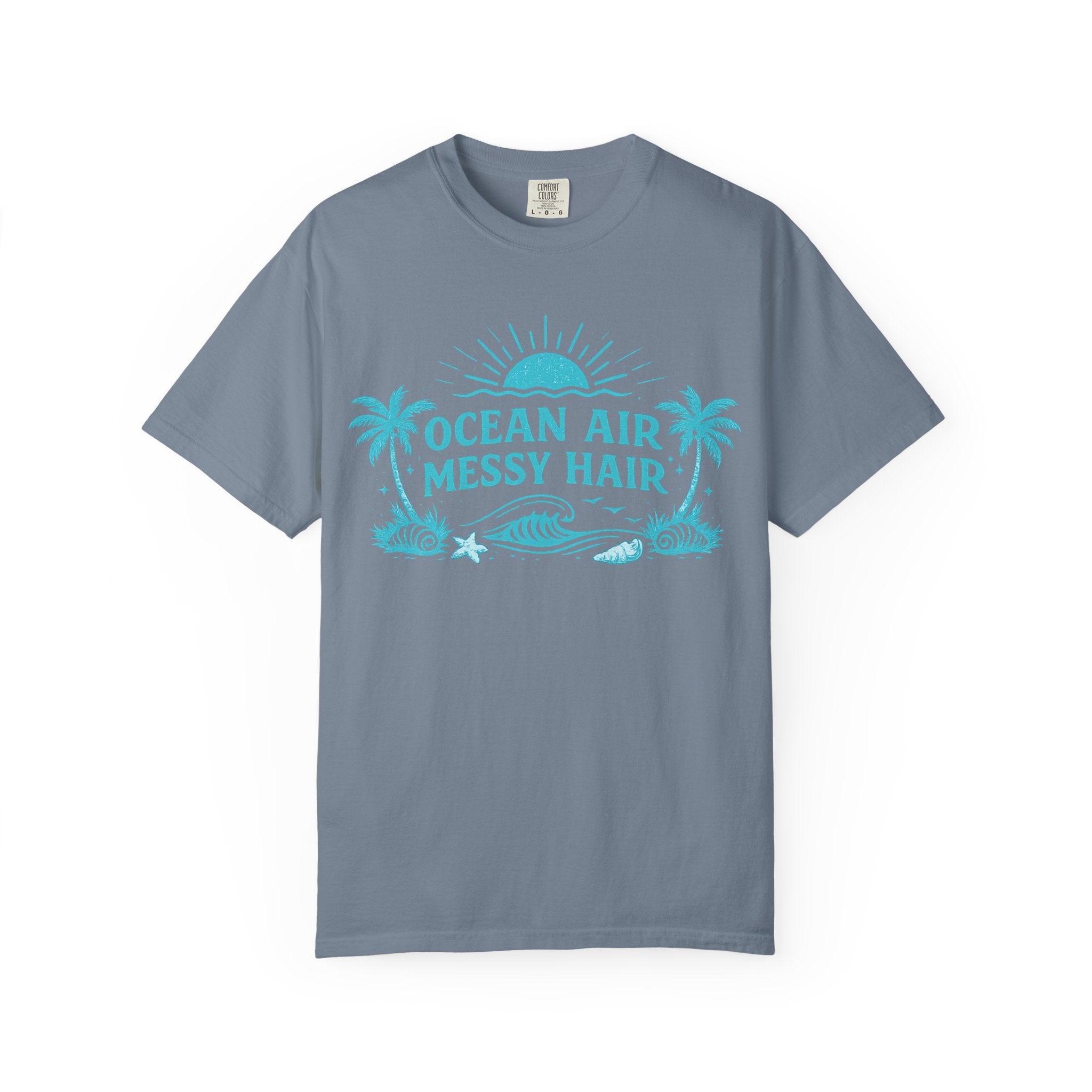 Ocean Air Messy Hair T-Shirt — Beachy Palm Graphic Tee