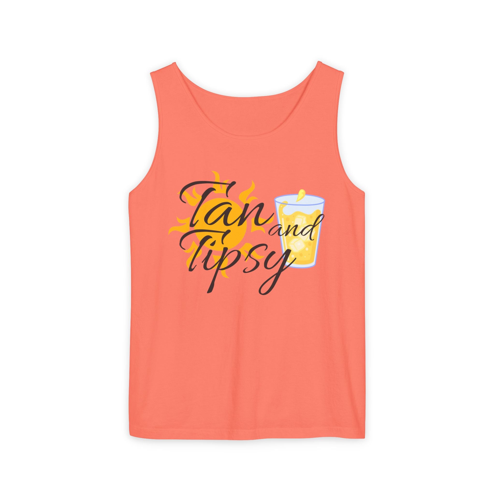 Tan and Tipsy Tank Top — Funny Beach Vacation Drink Shirt