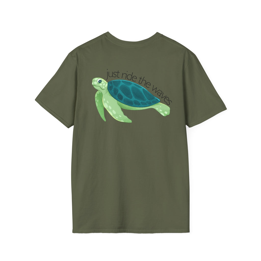 Sea Turtle T-Shirt — "Just Ride the Waves" Relaxed Coastal Tee