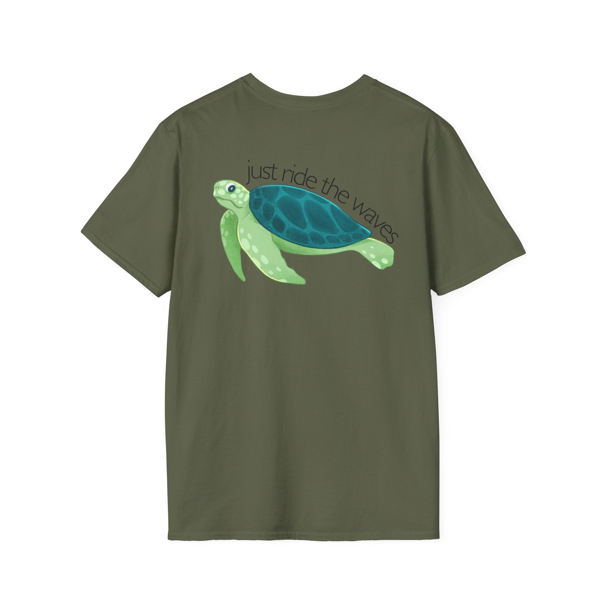 Sea Turtle T-Shirt — "Just Ride the Waves" Relaxed Coastal Tee
