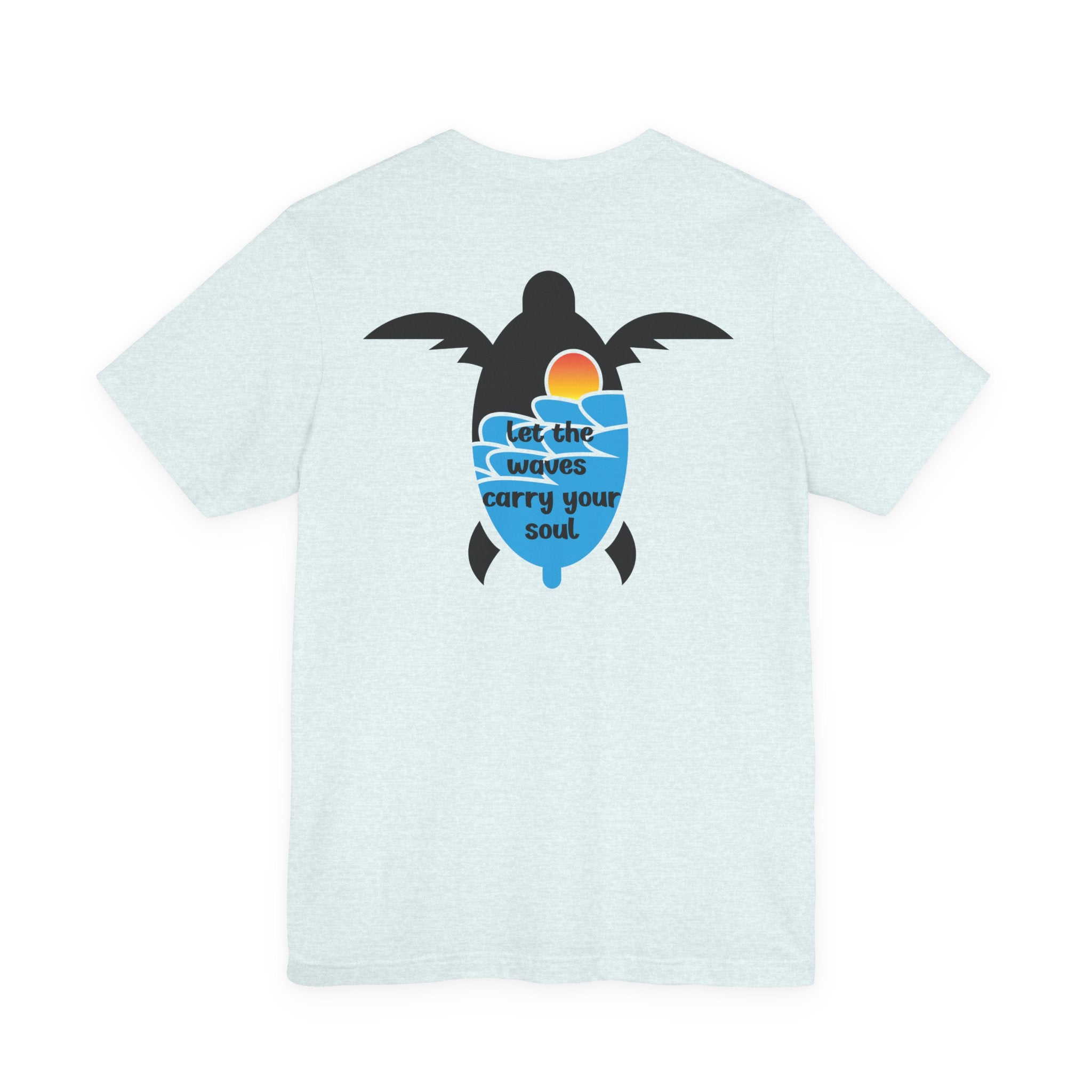 Turtle Sunset Tee — "Let the Waves Carry Your Soul" Relaxed Short-Sleeve Shirt