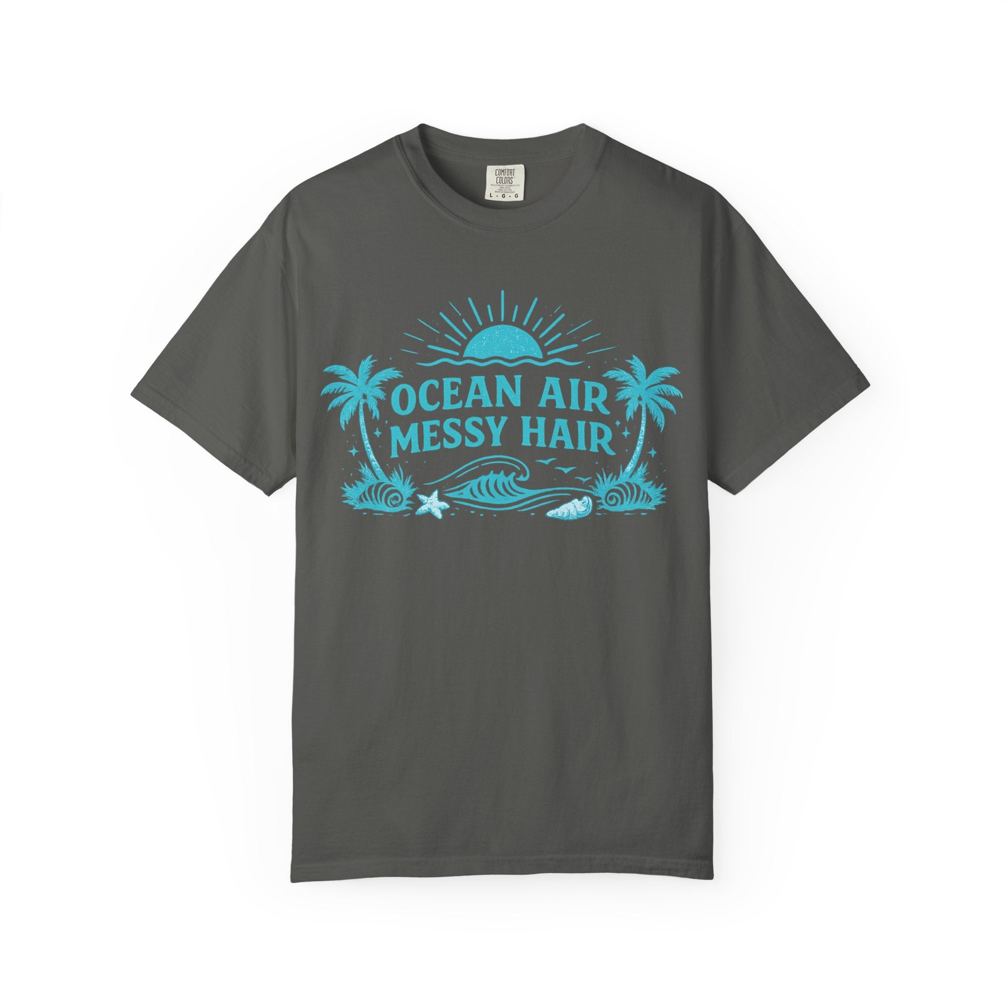 Ocean Air Messy Hair T-Shirt — Beachy Palm Graphic Tee