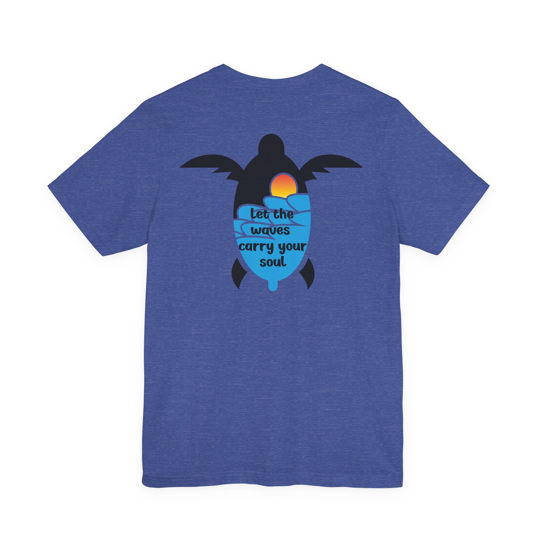 Turtle Sunset Tee — "Let the Waves Carry Your Soul" Relaxed Short-Sleeve Shirt