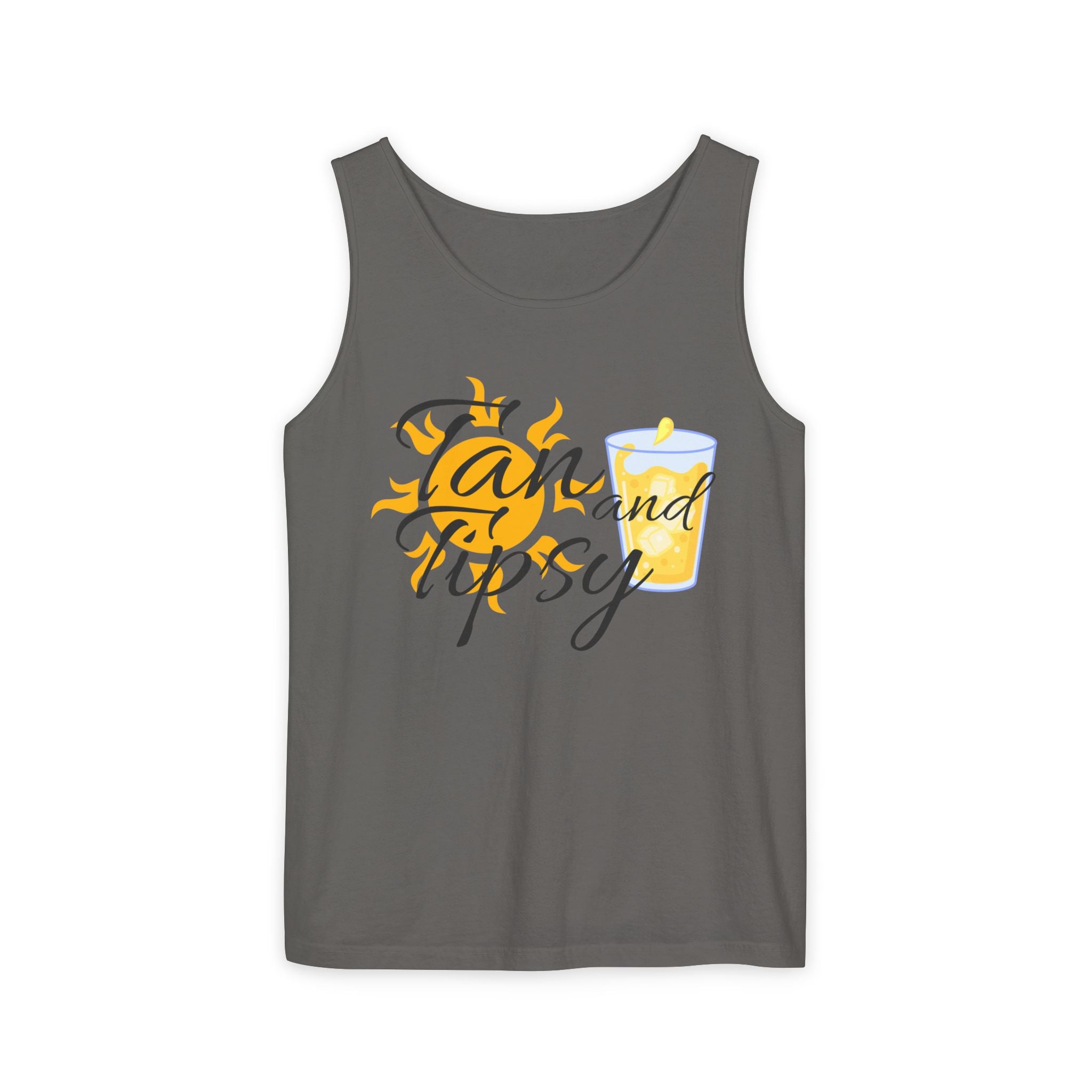 Tan and Tipsy Tank Top — Funny Beach Vacation Drink Shirt