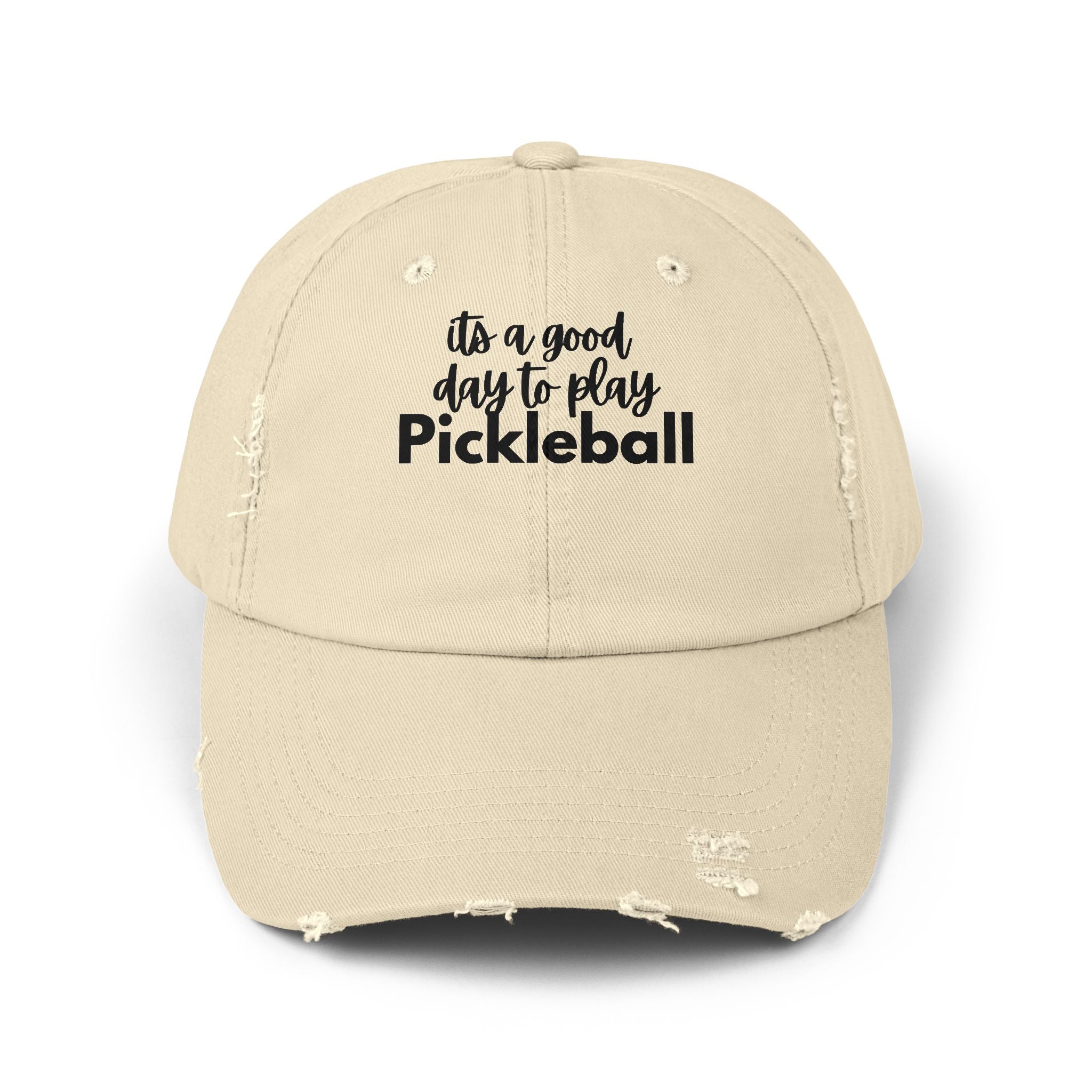Pickleball Distressed Cap — "It's a Good Day to Play Pickleball" Embroidered Hat