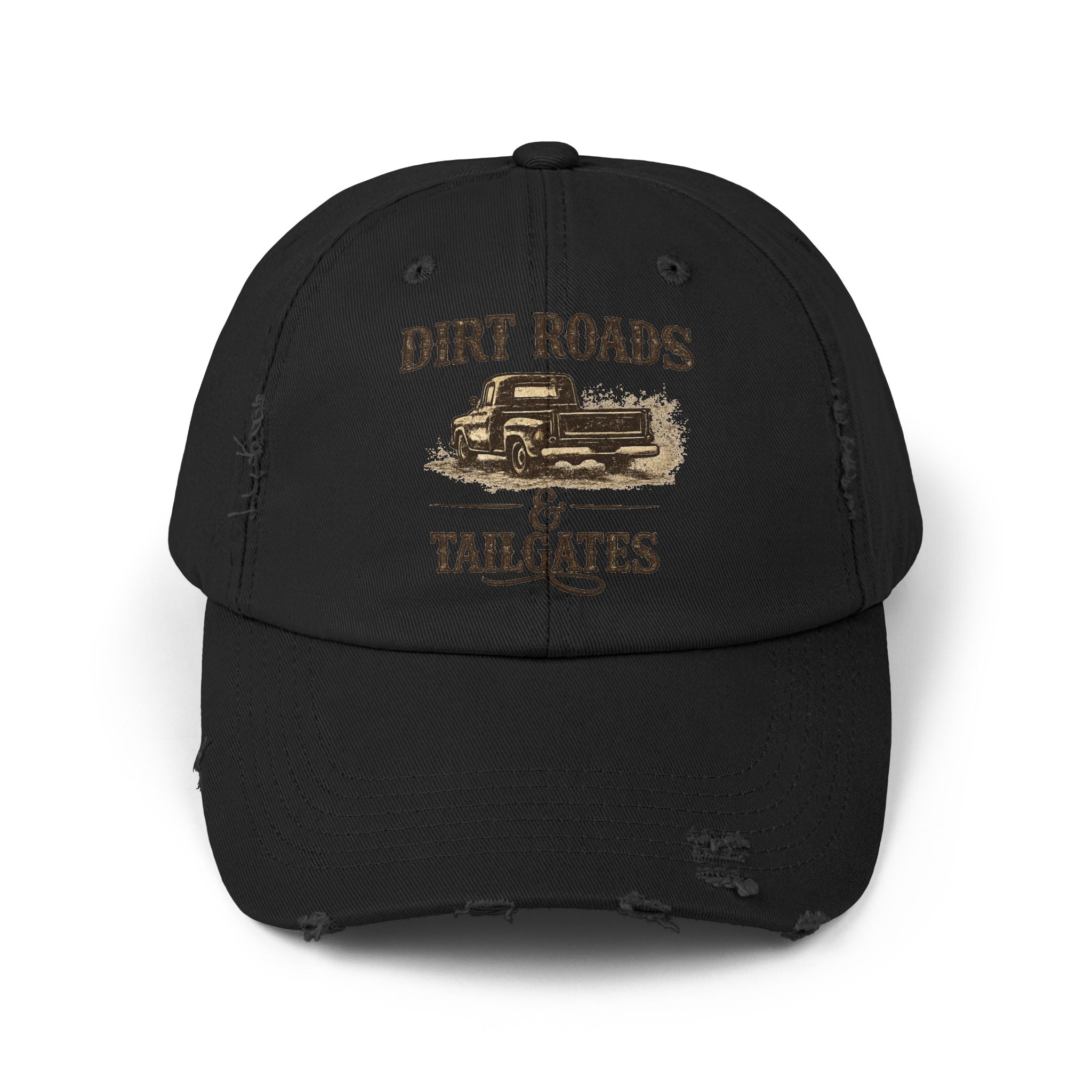 Distressed Truck Cap — "Dirt Roads, Tailgates" Vintage Mud Runner Hat