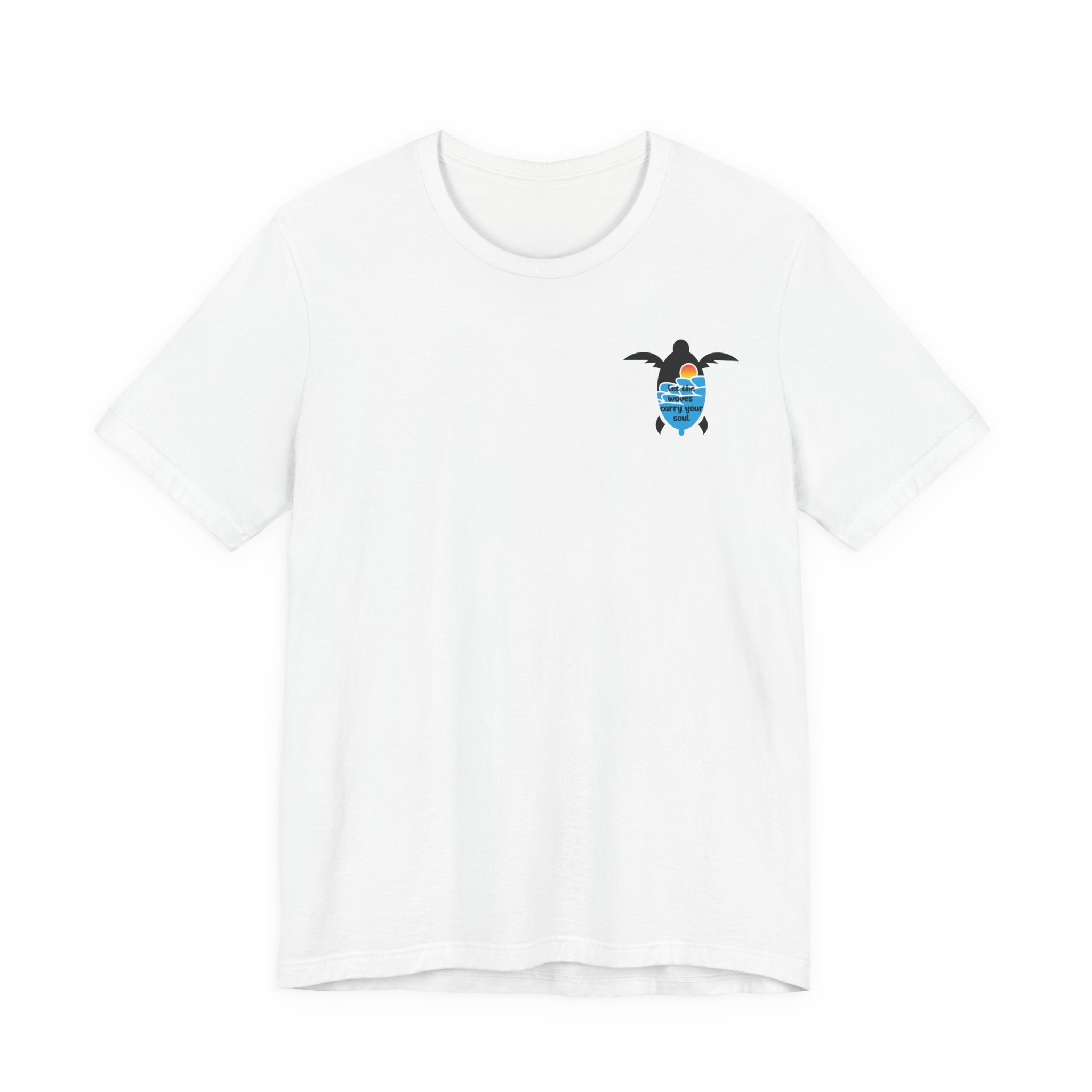 Turtle Sunset Tee — "Let the Waves Carry Your Soul" Relaxed Short-Sleeve Shirt