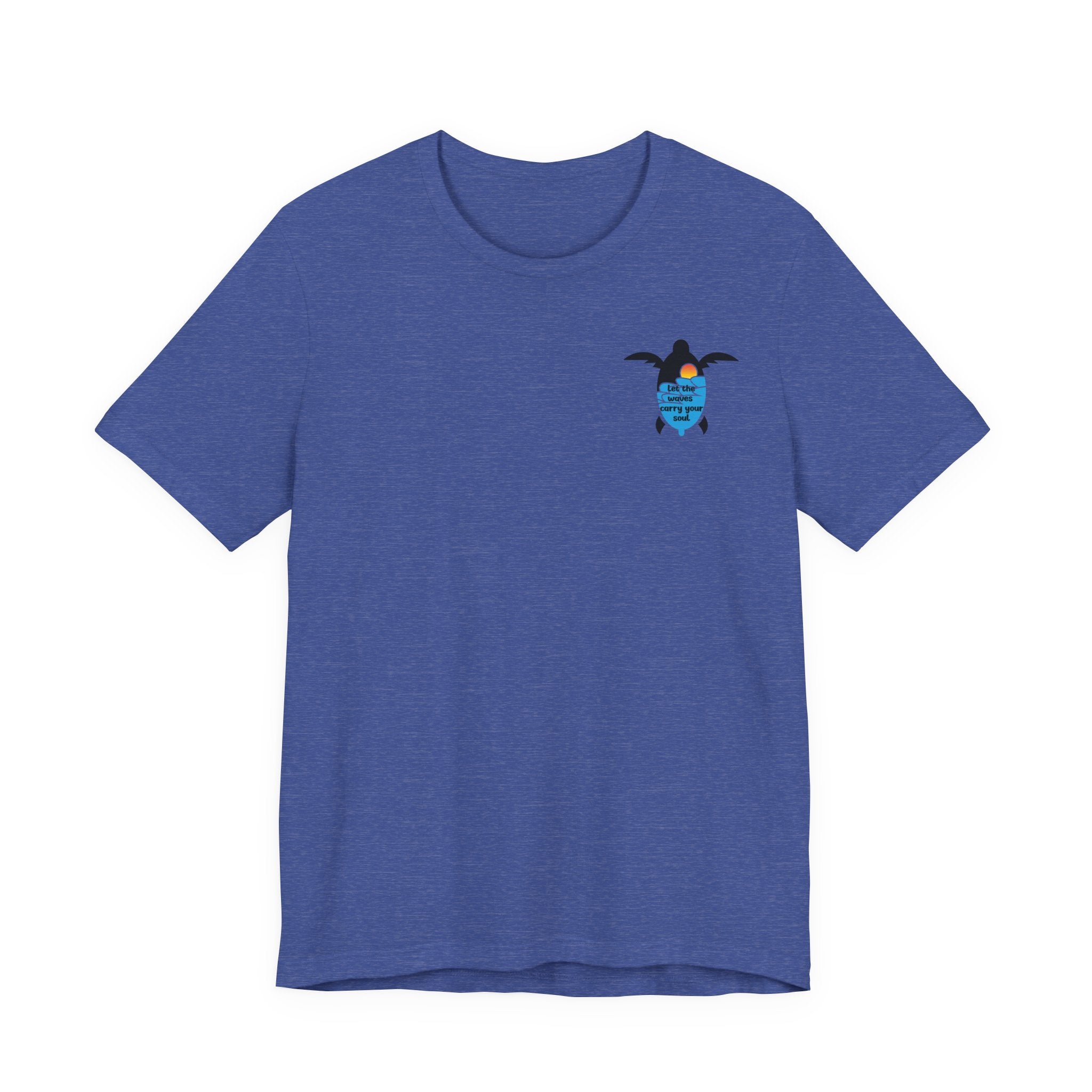 Turtle Sunset Tee — "Let the Waves Carry Your Soul" Relaxed Short-Sleeve Shirt