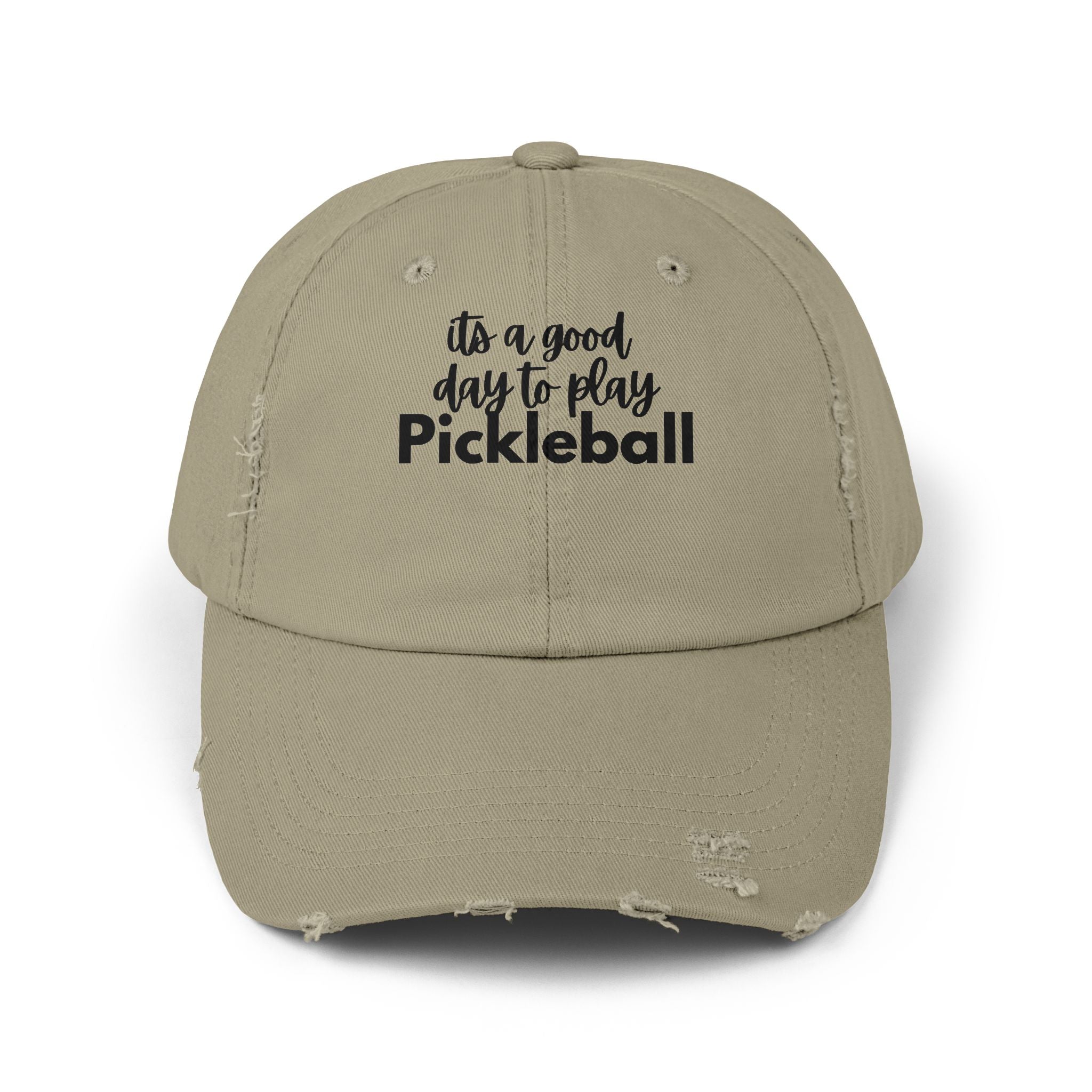 Pickleball Distressed Cap — "It's a Good Day to Play Pickleball" Embroidered Hat
