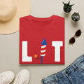 T-Shirt — "LIT" Fireworks Patriotic Graphic Shirt for 4th of July