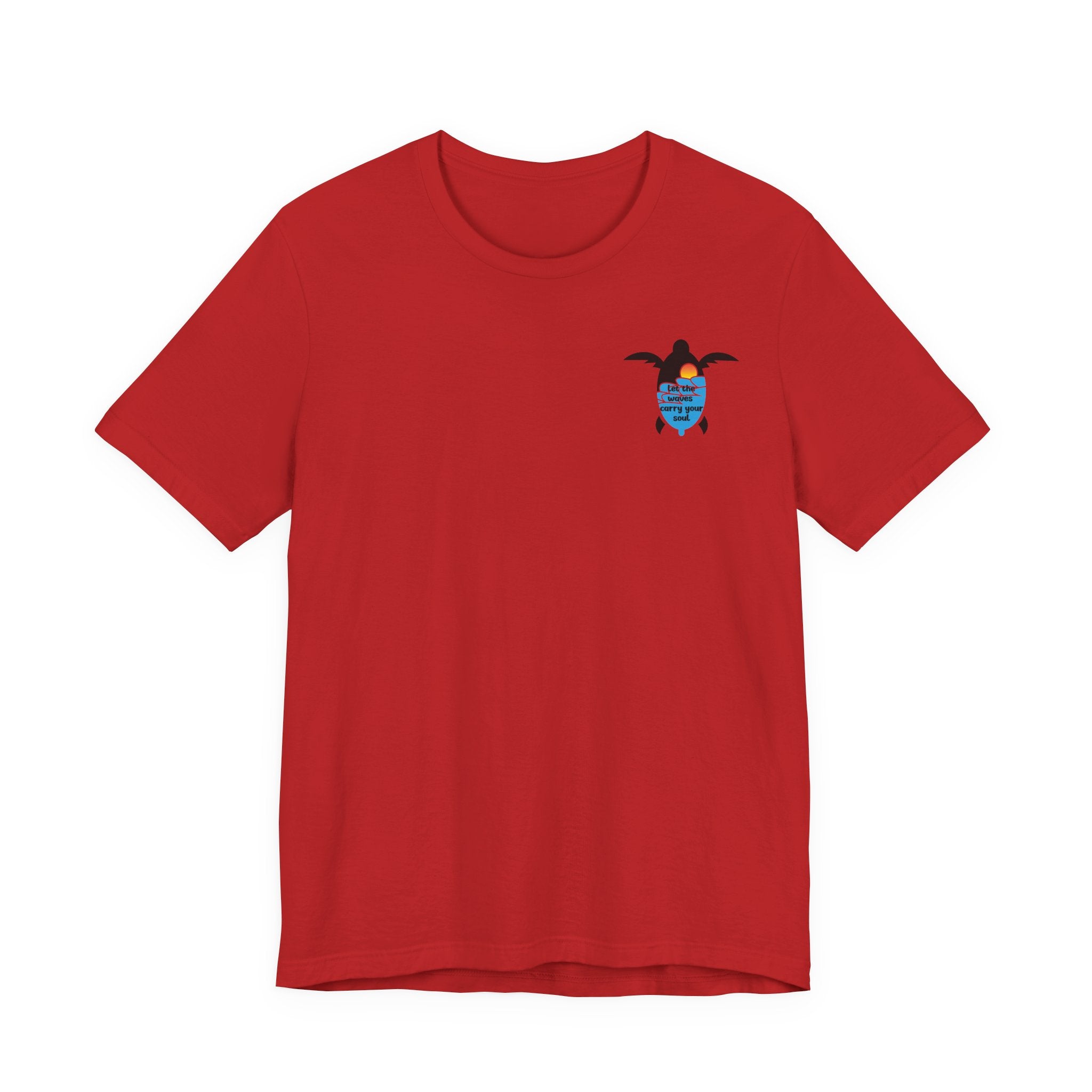Turtle Sunset Tee — "Let the Waves Carry Your Soul" Relaxed Short-Sleeve Shirt