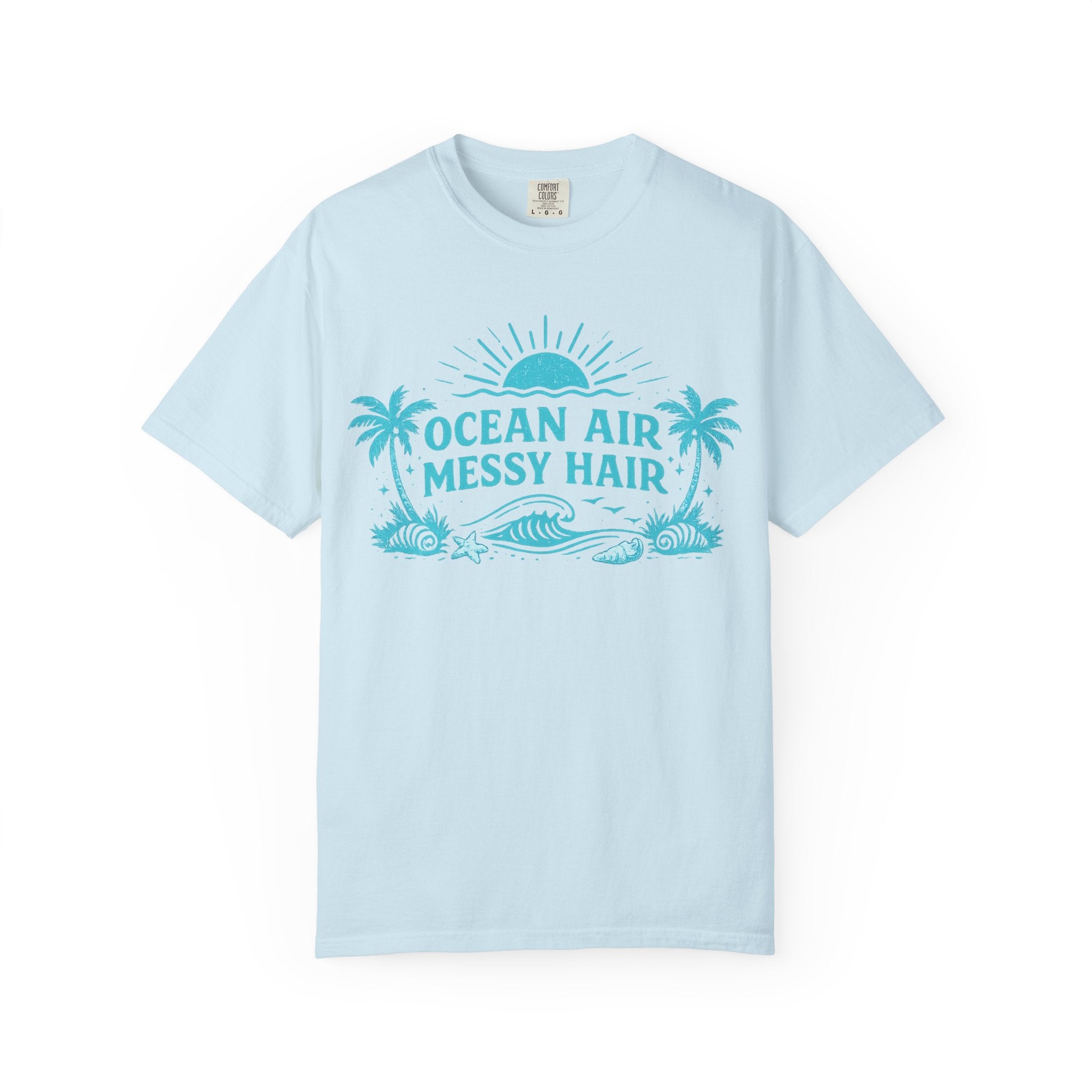Ocean Air Messy Hair T-Shirt — Beachy Palm Graphic Tee