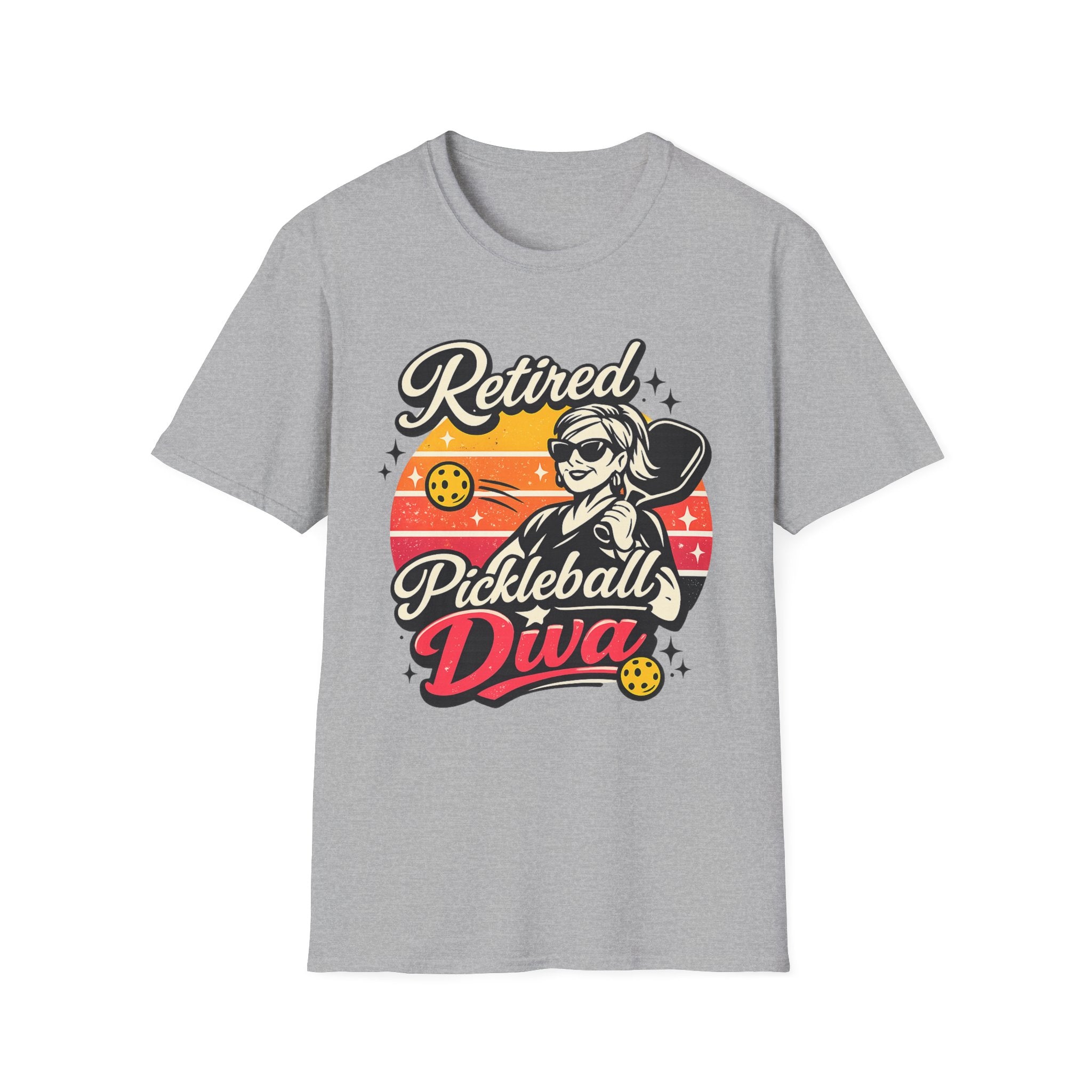 Retired Pickleball Diva T-Shirt — Funny Retirement Gift for Women Players