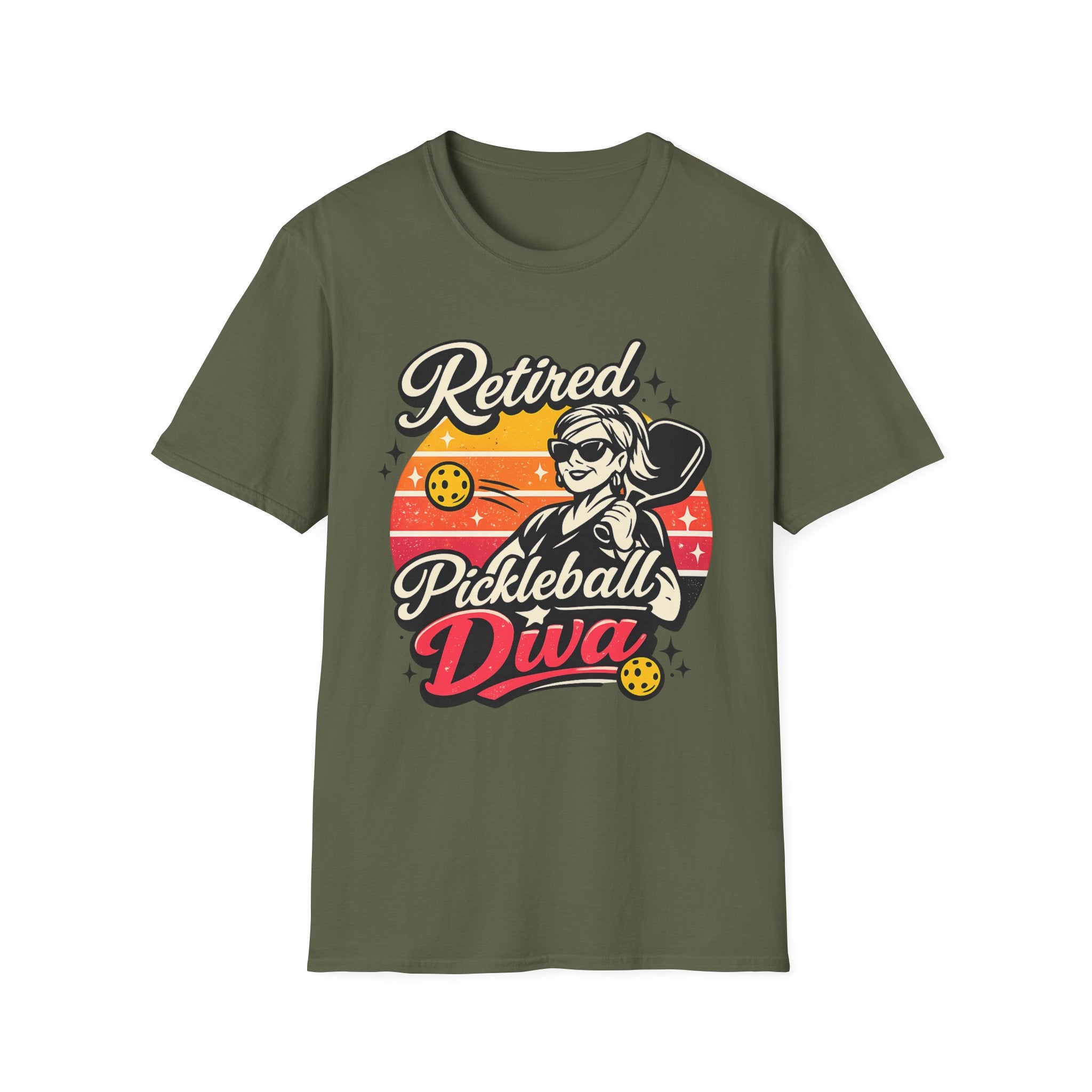 Retired Pickleball Diva T-Shirt — Funny Retirement Gift for Women Players