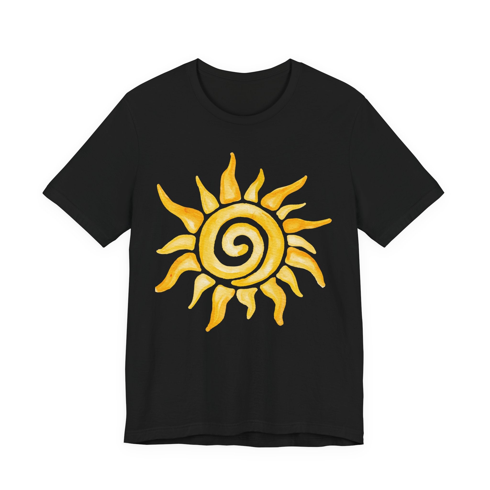Sunshine Spiral T-Shirt — Watercolor Yellow Sun Graphic Tee