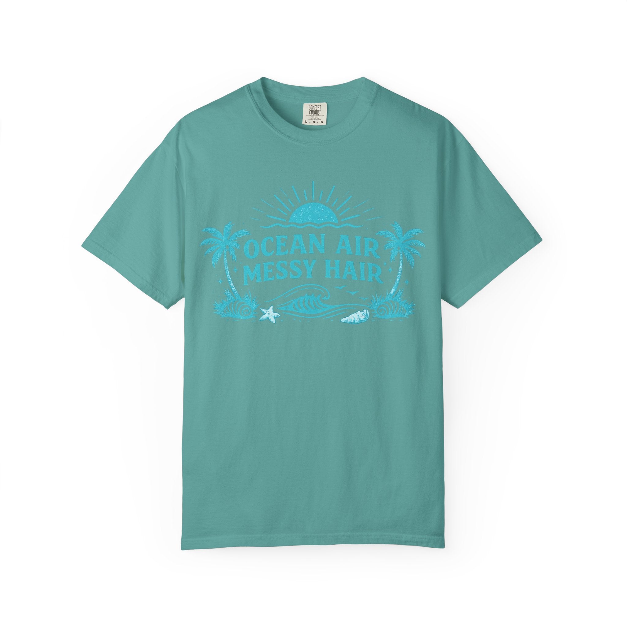 Ocean Air Messy Hair T-Shirt — Beachy Palm Graphic Tee
