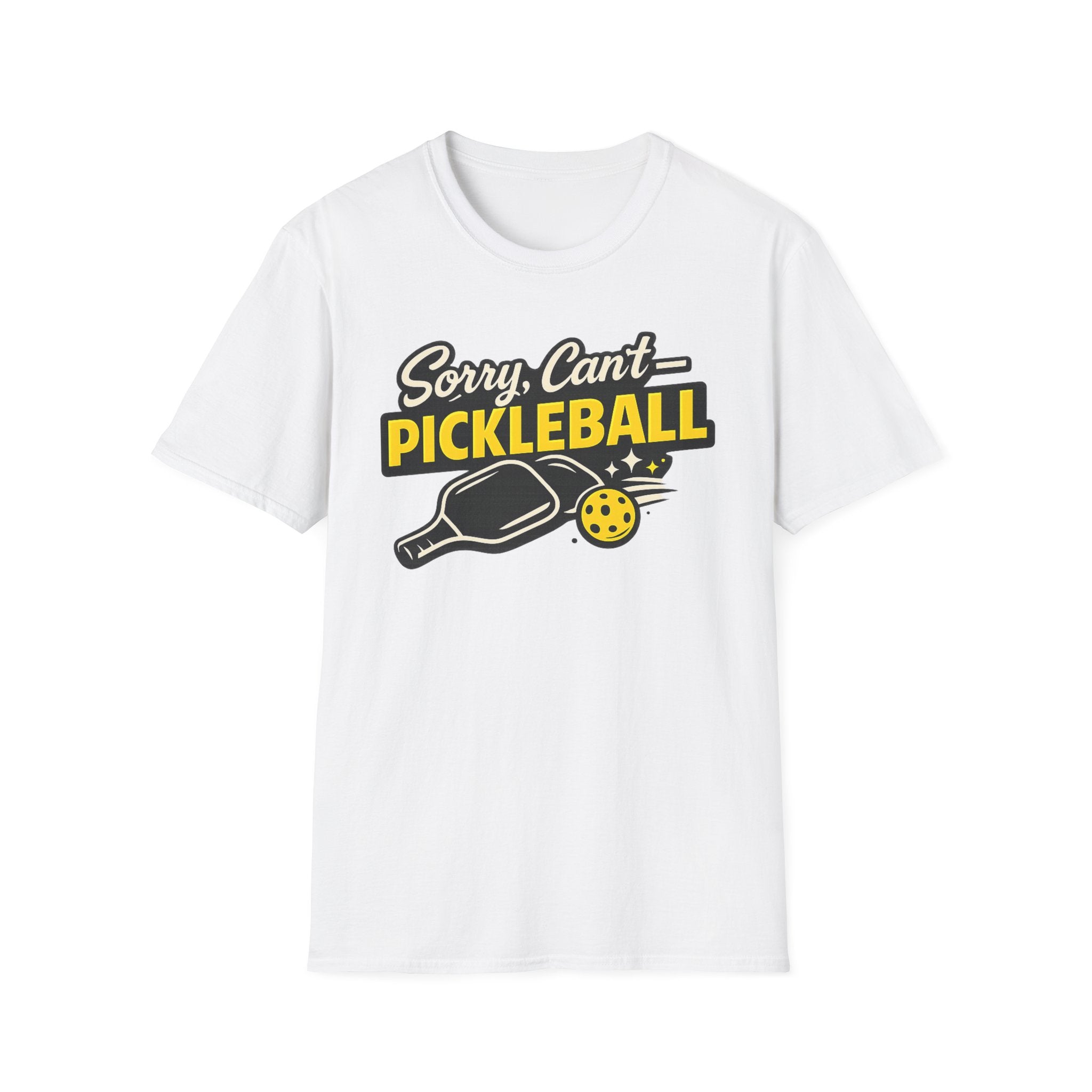 Sorry Can't Pickleball T-Shirt — Funny Pickleball Paddle & Ball Tee