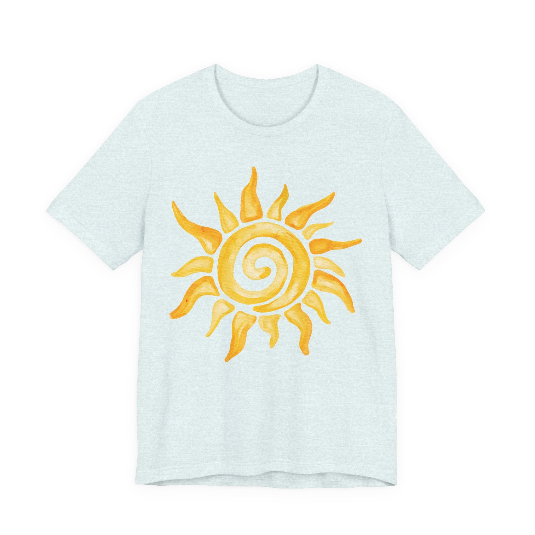 Sunshine Spiral T-Shirt — Watercolor Yellow Sun Graphic Tee