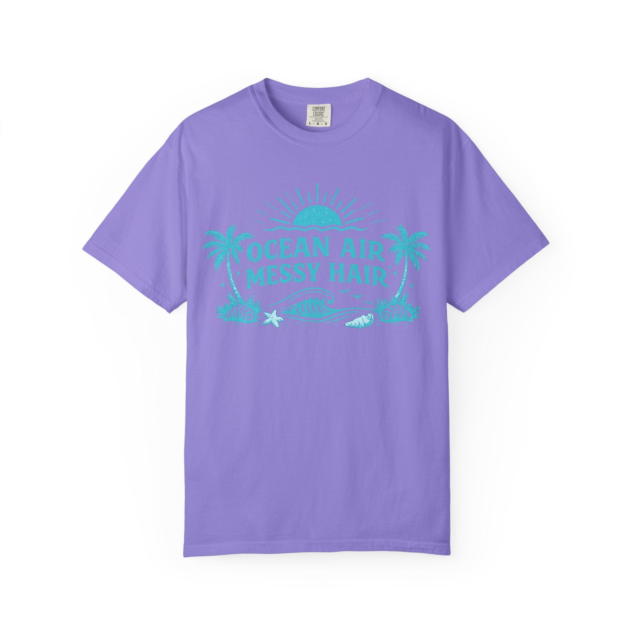 Ocean Air Messy Hair T-Shirt — Beachy Palm Graphic Tee