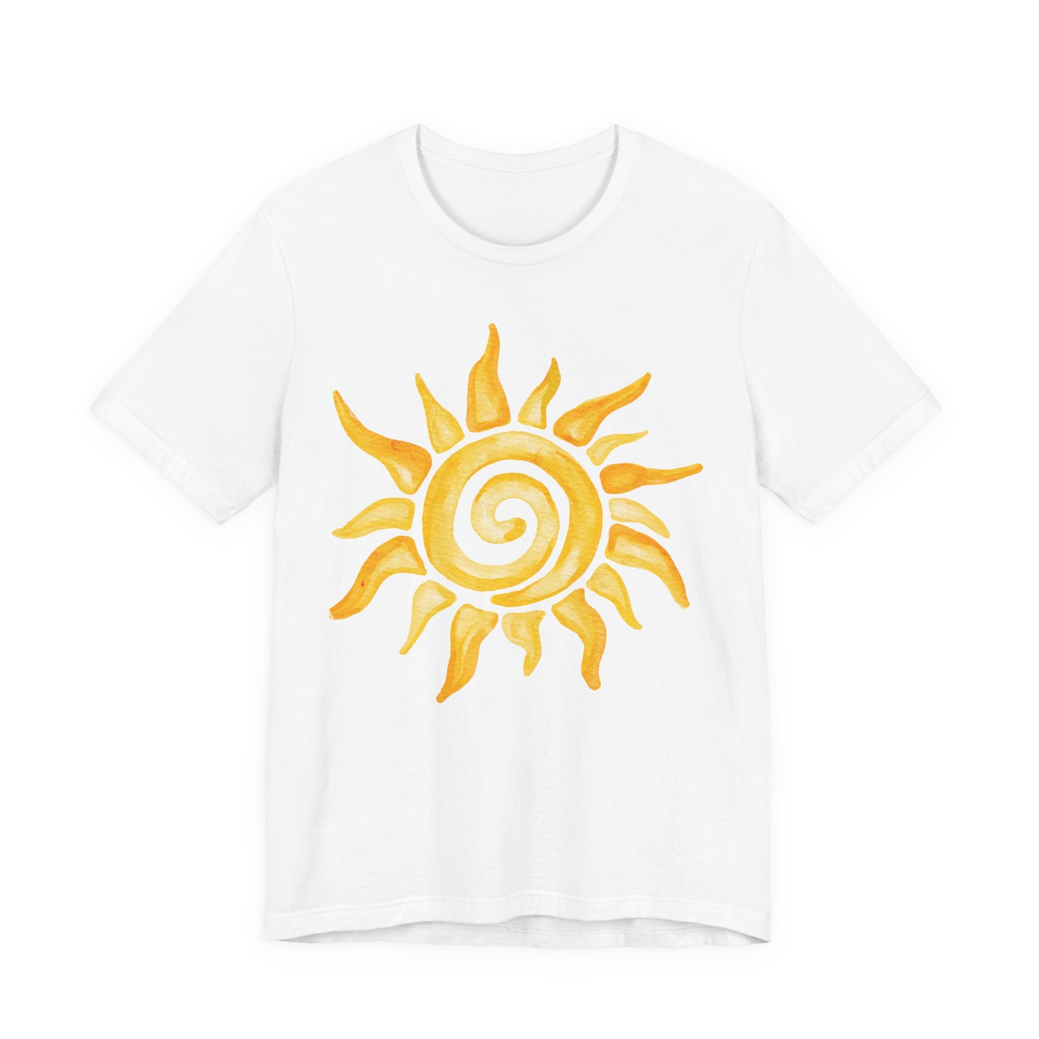 Sunshine Spiral T-Shirt — Watercolor Yellow Sun Graphic Tee