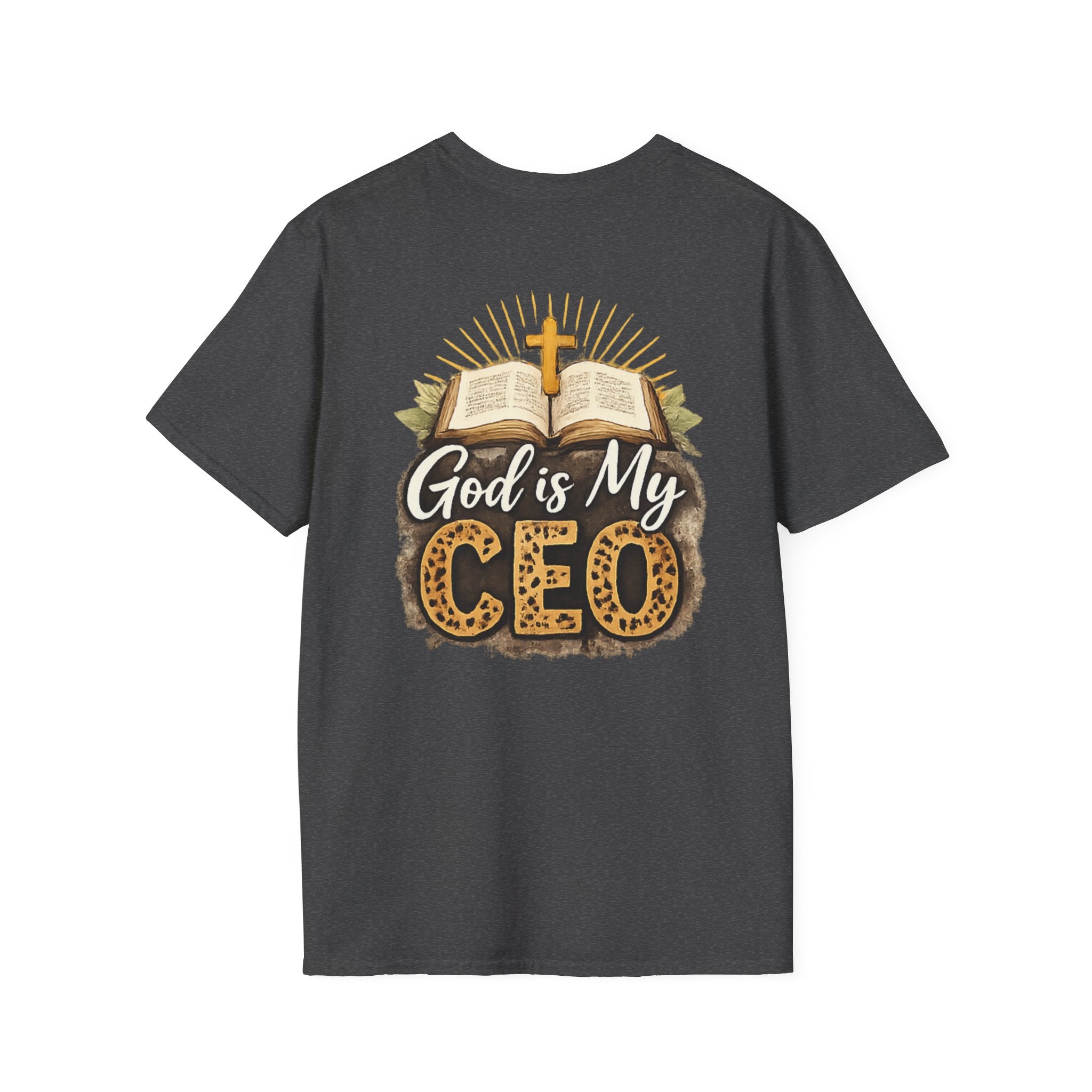 God Is My CEO T-Shirt — Faith-Driven Christian Tee with Bible & Cross Design