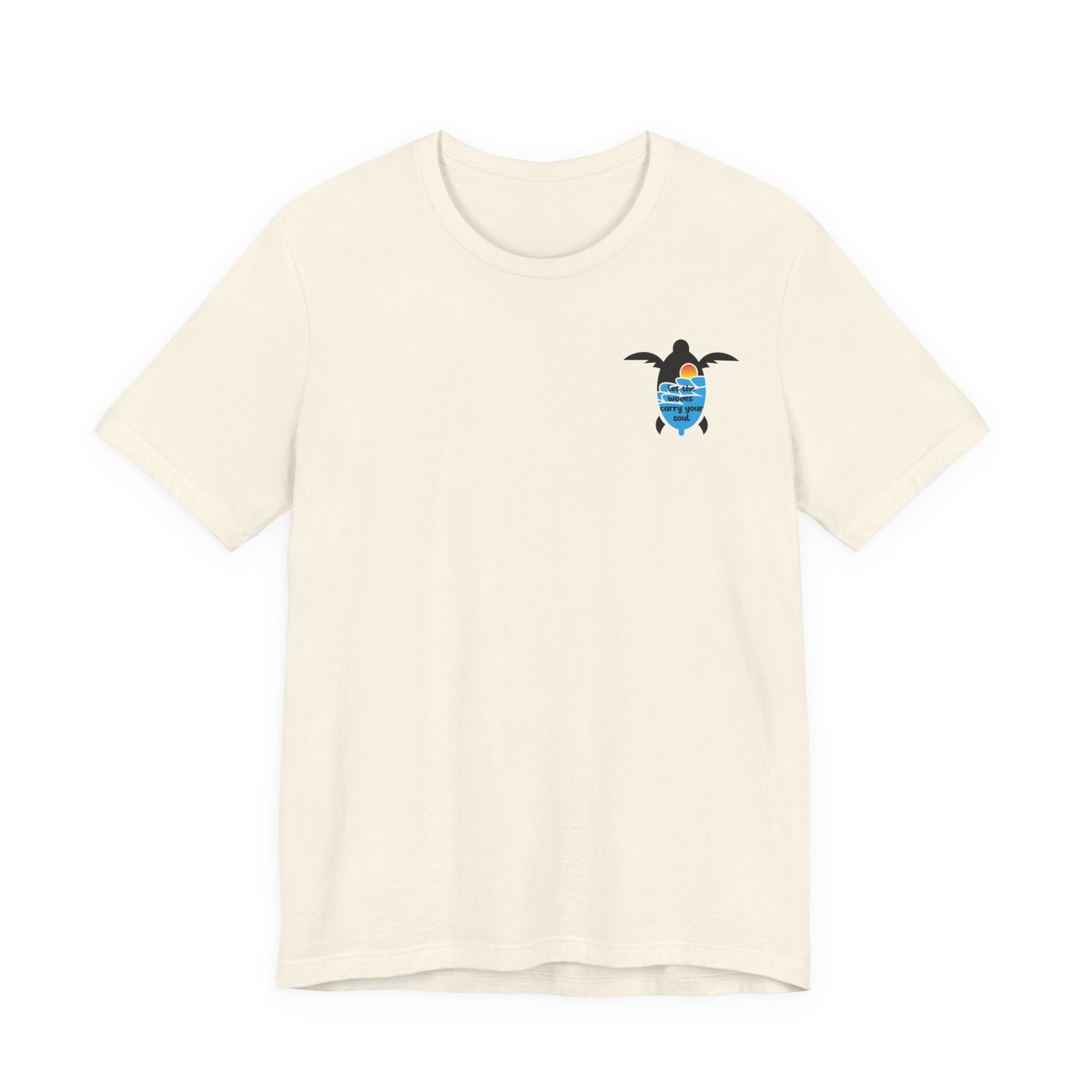 Turtle Sunset Tee — "Let the Waves Carry Your Soul" Relaxed Short-Sleeve Shirt
