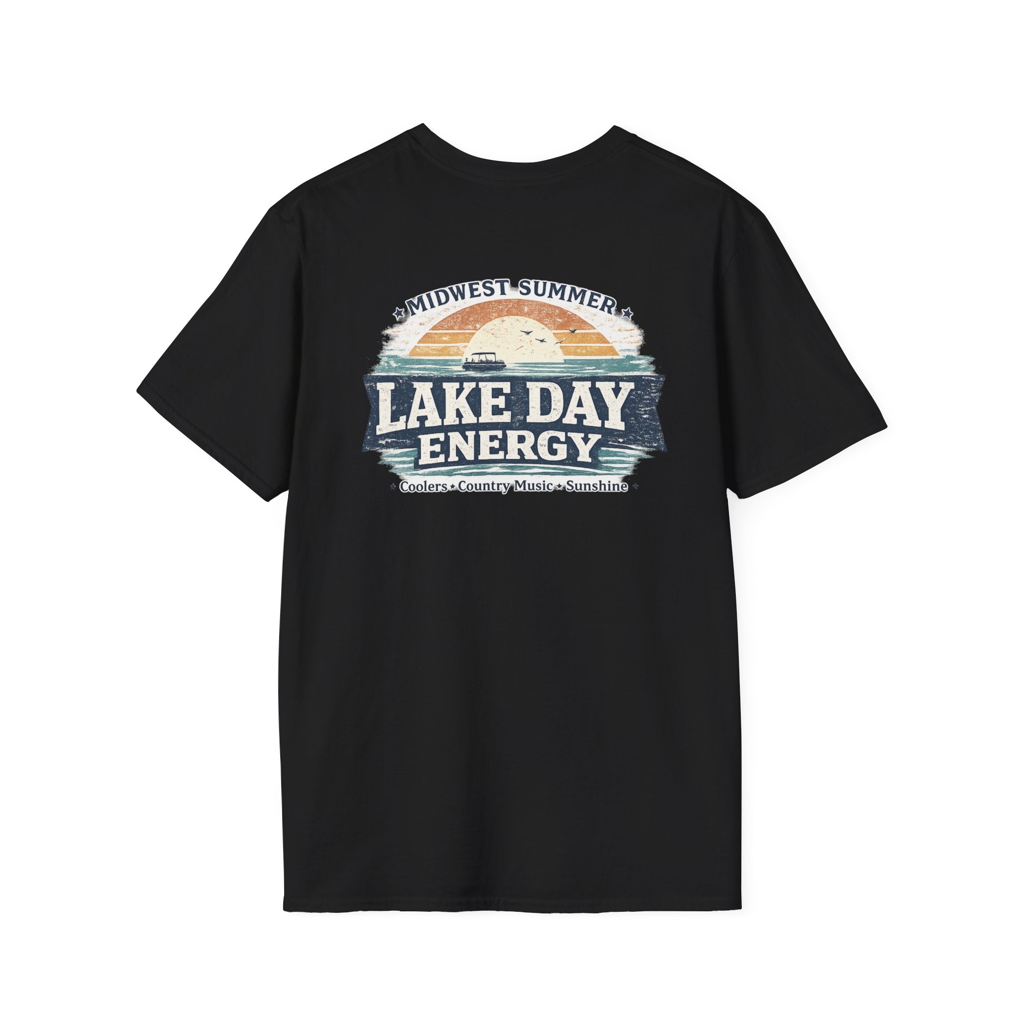Lake Day Energy T-Shirt – Midwest Summer Retro Sunset Boat Tee