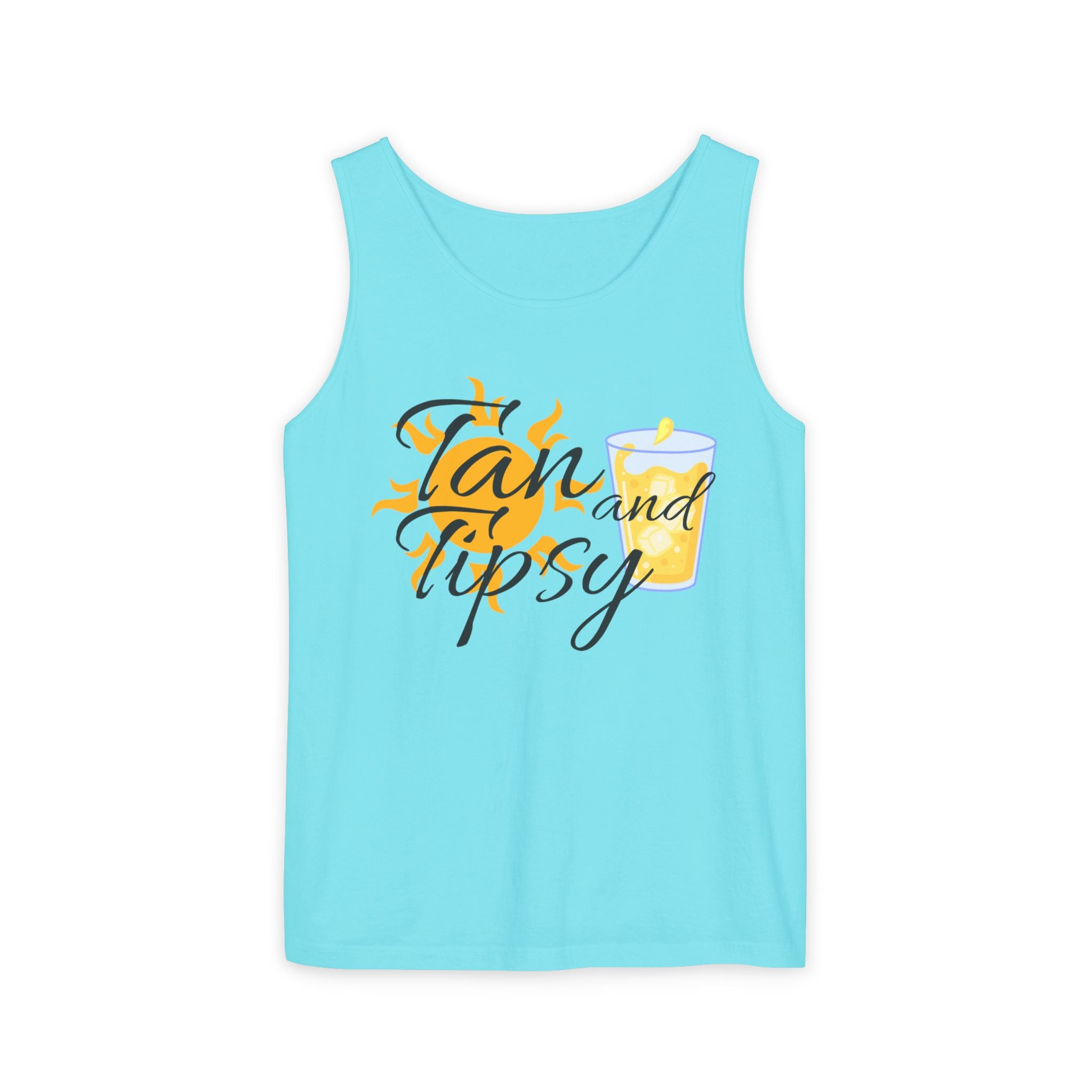 Tan and Tipsy Tank Top — Funny Beach Vacation Drink Shirt